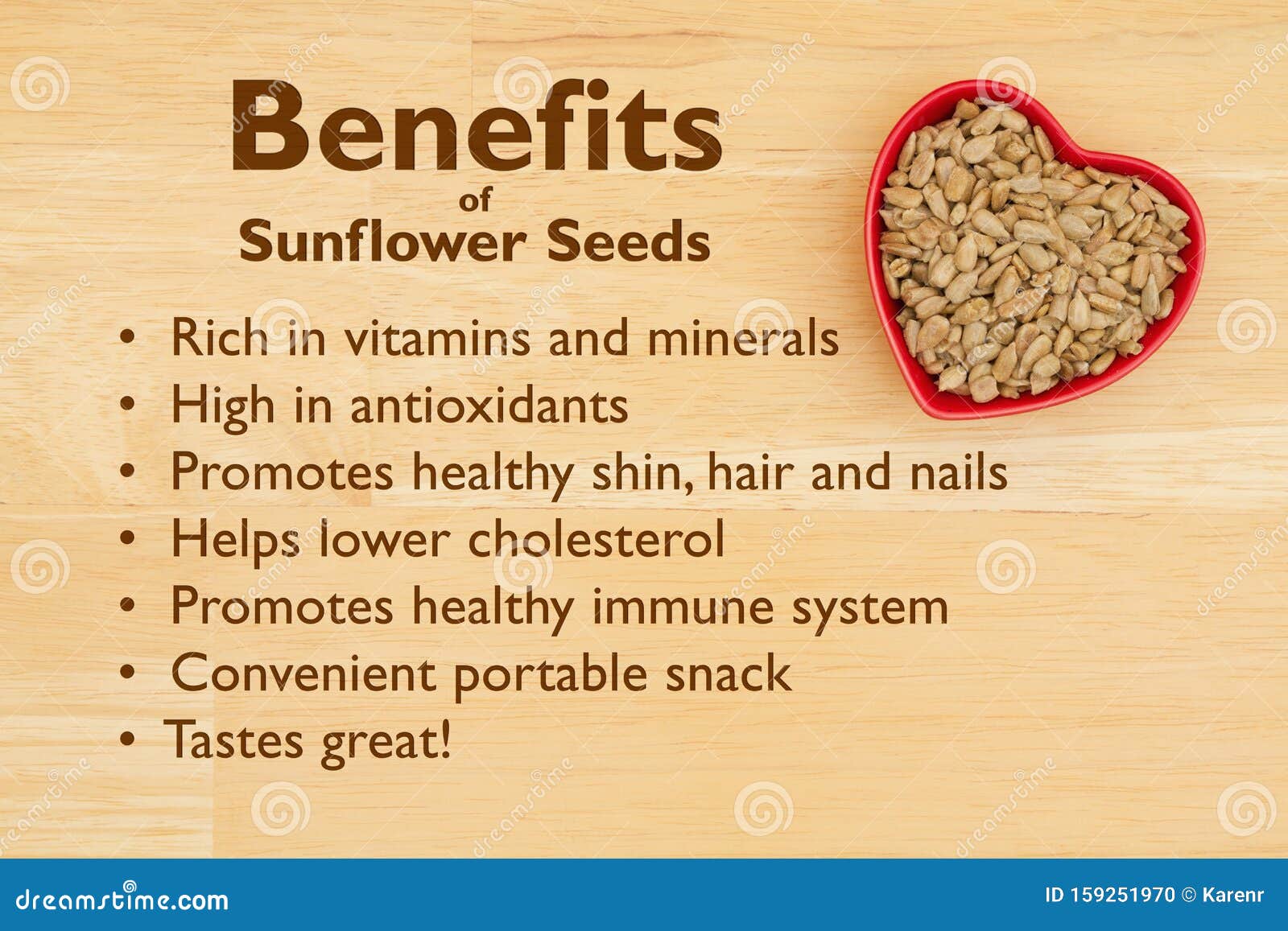 Sunflower Seeds in a Red Bowl for the Health Benefits of the Snack Stock  Photo - Image of message, shape: 159251970