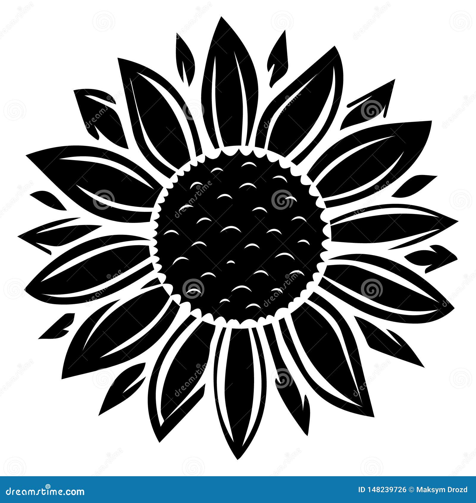 Sunflower Clipart Black And White