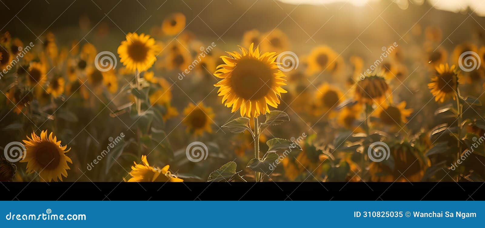 sunflowers blooming in the rice fields, beautiful scenery, summer scenery, freshness.generative ai