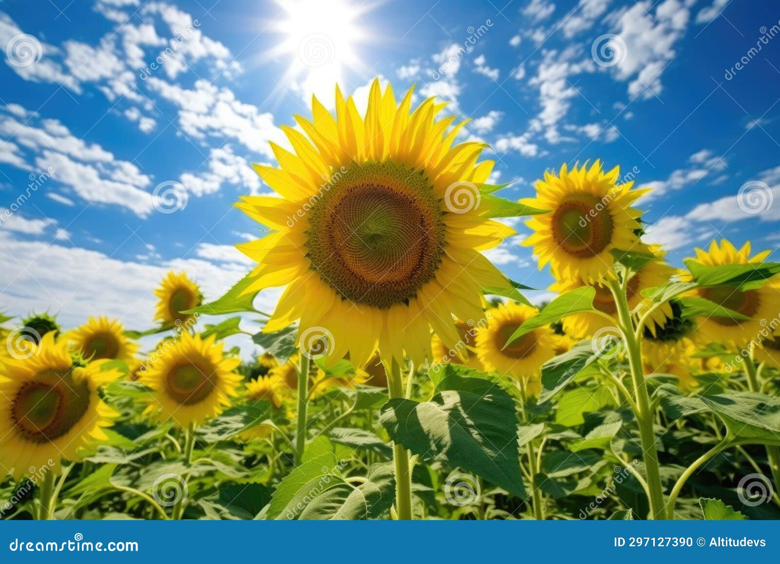 Sunflowers Facing the Sun during the Summer Stock Photo Image of