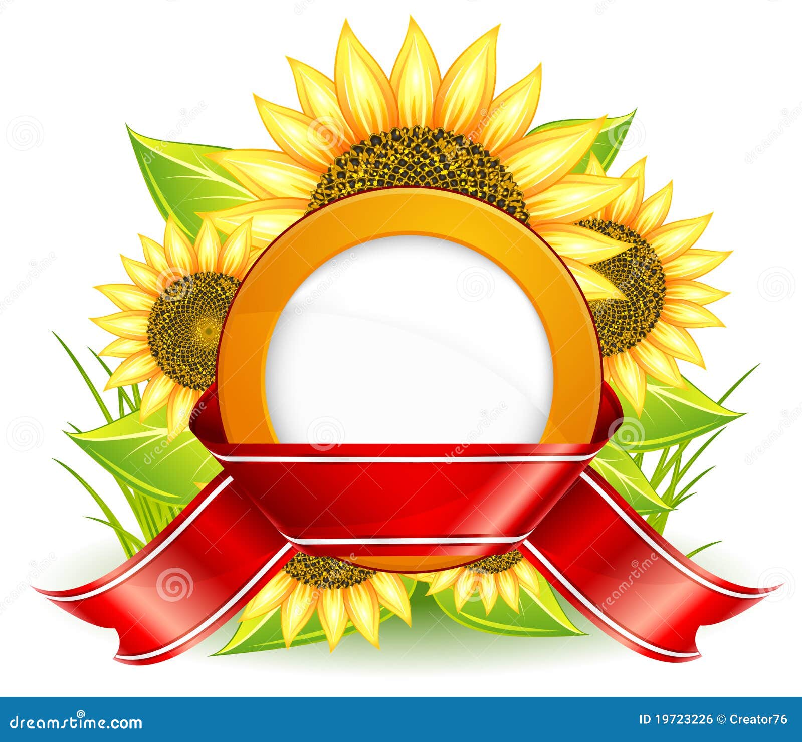 Sunflowers and ribbon stock vector. Illustration of blossoming 19723226