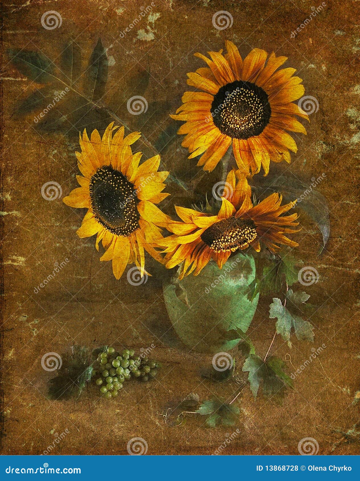 Sunflowers in a Vase, a Stilllife. Stock Illustration Illustration of flowering, spot 13868728