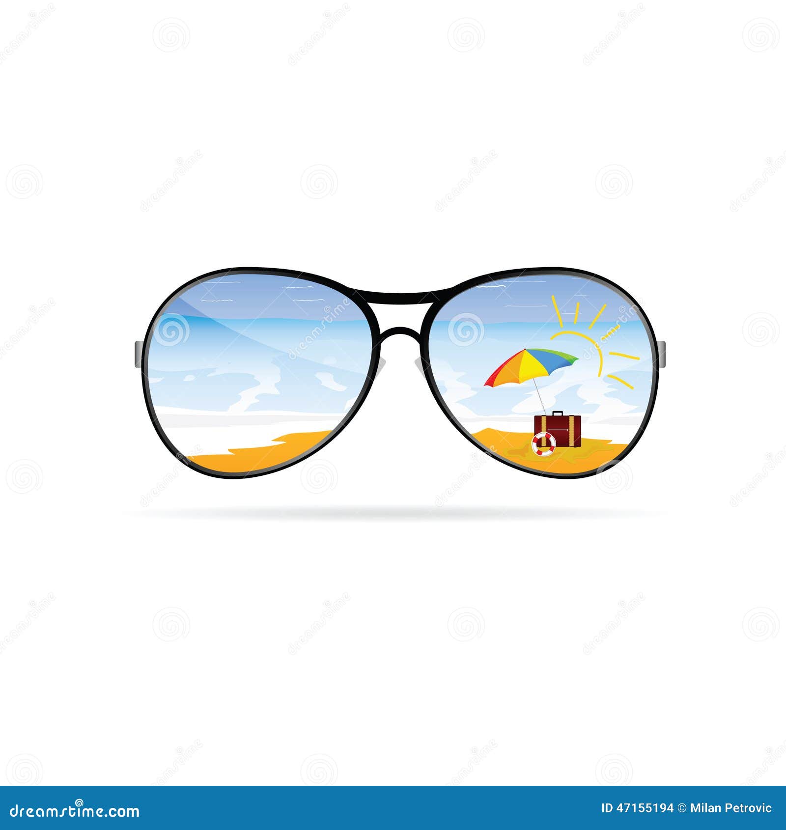 Sunglass with Beach Art Vector Stock Vector Illustration of ocean, icon 47155194