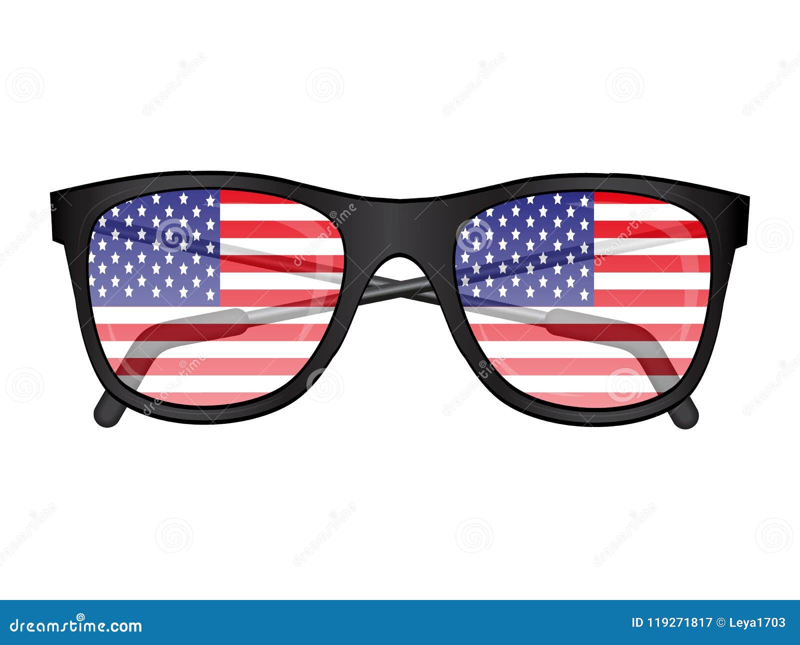 Download Sunglasses With American Flag Reflection. Stock Vector ...