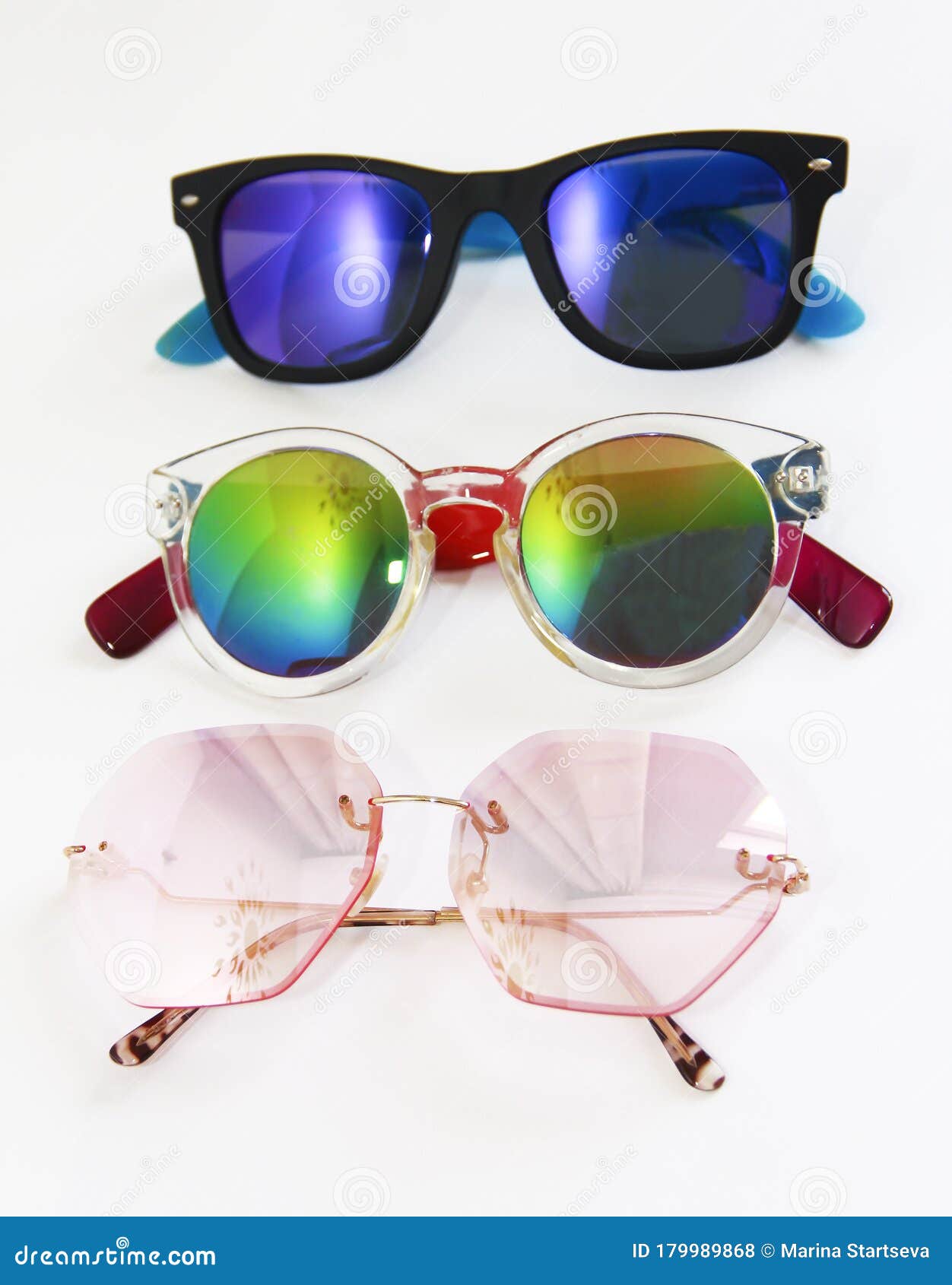 Sunglasses with Colored Lenses and Plastic Frames Stock Photo Image