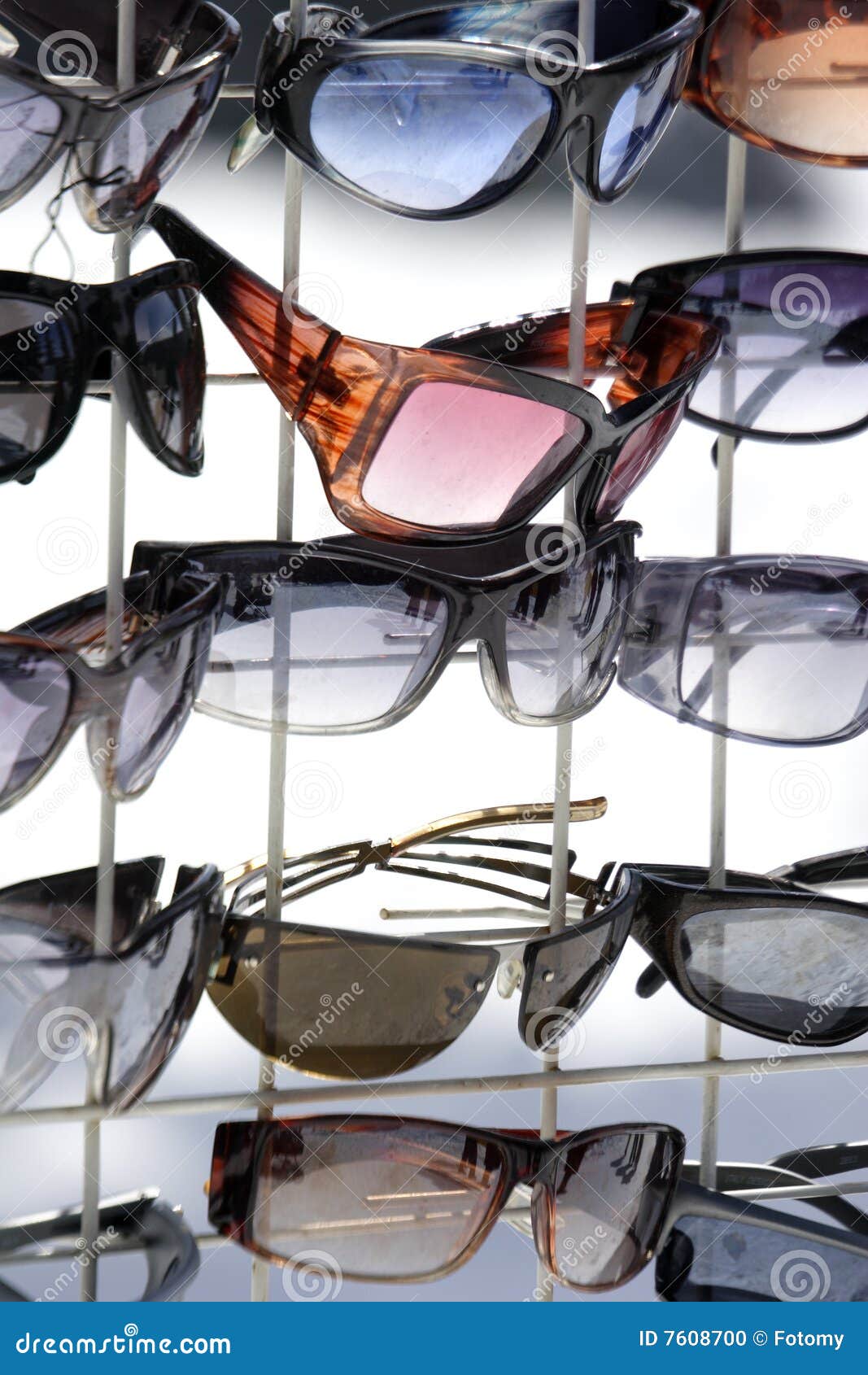 Sunglasses on display stock photo. Image of glass, black 7608700
