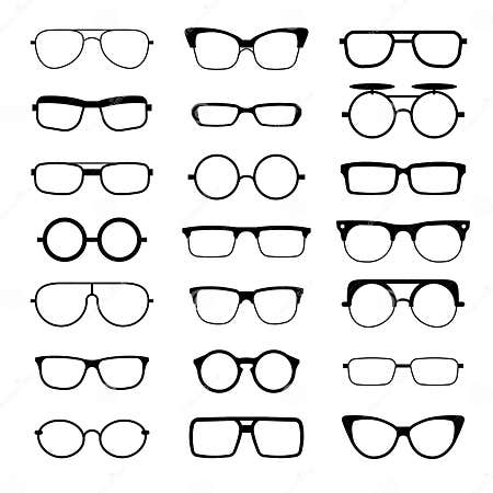 Sunglasses, Eyeglasses, Geek Glasses Different Model Shapes Vector ...