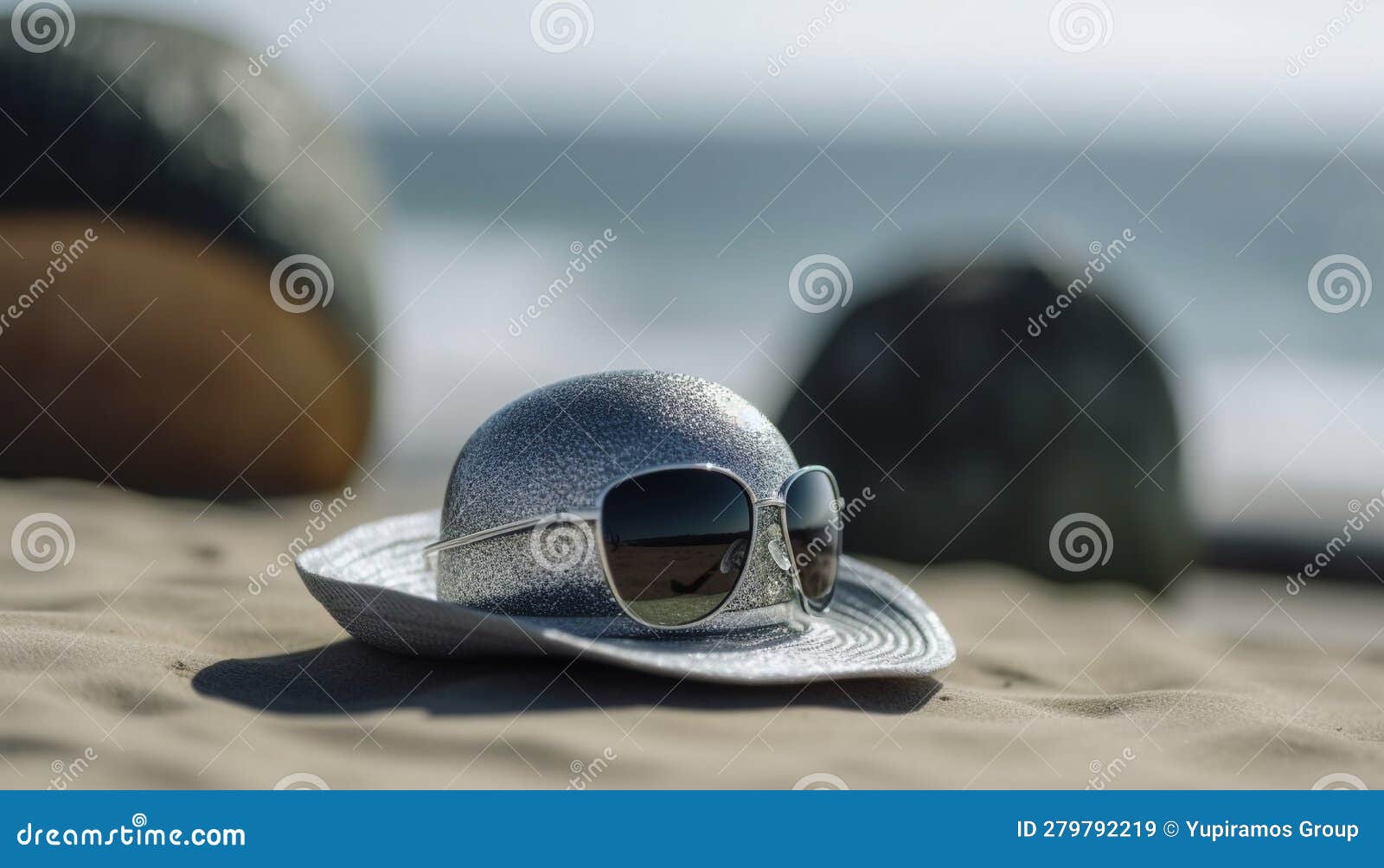 Sunglasses, Straw Hat, and Suntan Lotion for Summer Relaxation