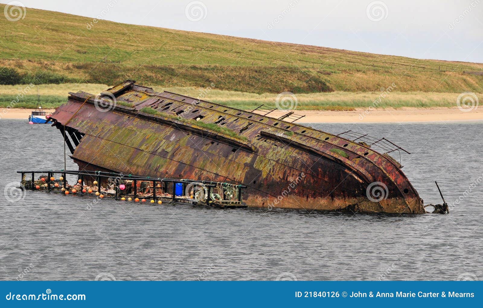 Sunken Boat at the Churchill Barrier, Orkney, Scotland, U.K Stock Photo