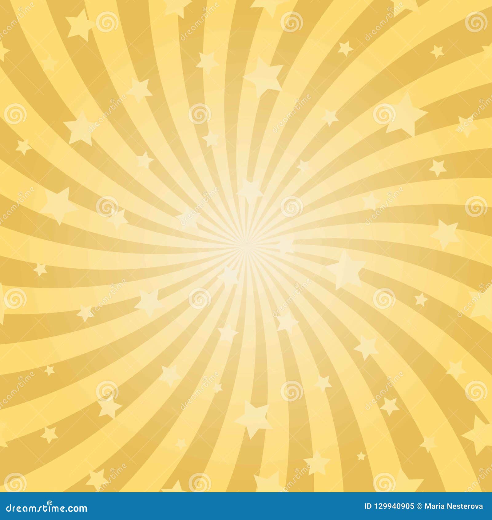 Sunlight Abstract Spiral Background. Gold Yellow Color Burst Background  with Stars Stock Illustration - Illustration of focus, rays: 129940905