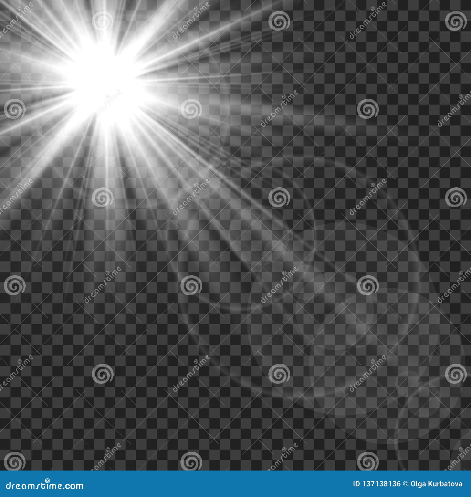 sunlight . sun rays light lens flare glare. white transparent sunshine starburst  
