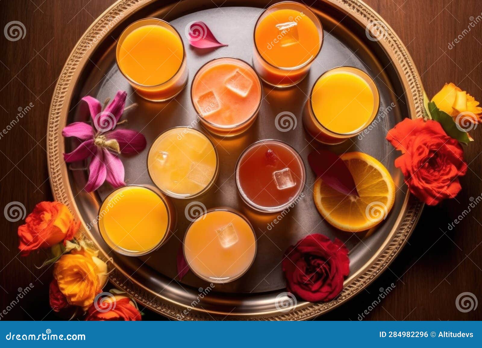 Sunlight Streaming through Tequila Sunrise Cocktails Stock Illustration