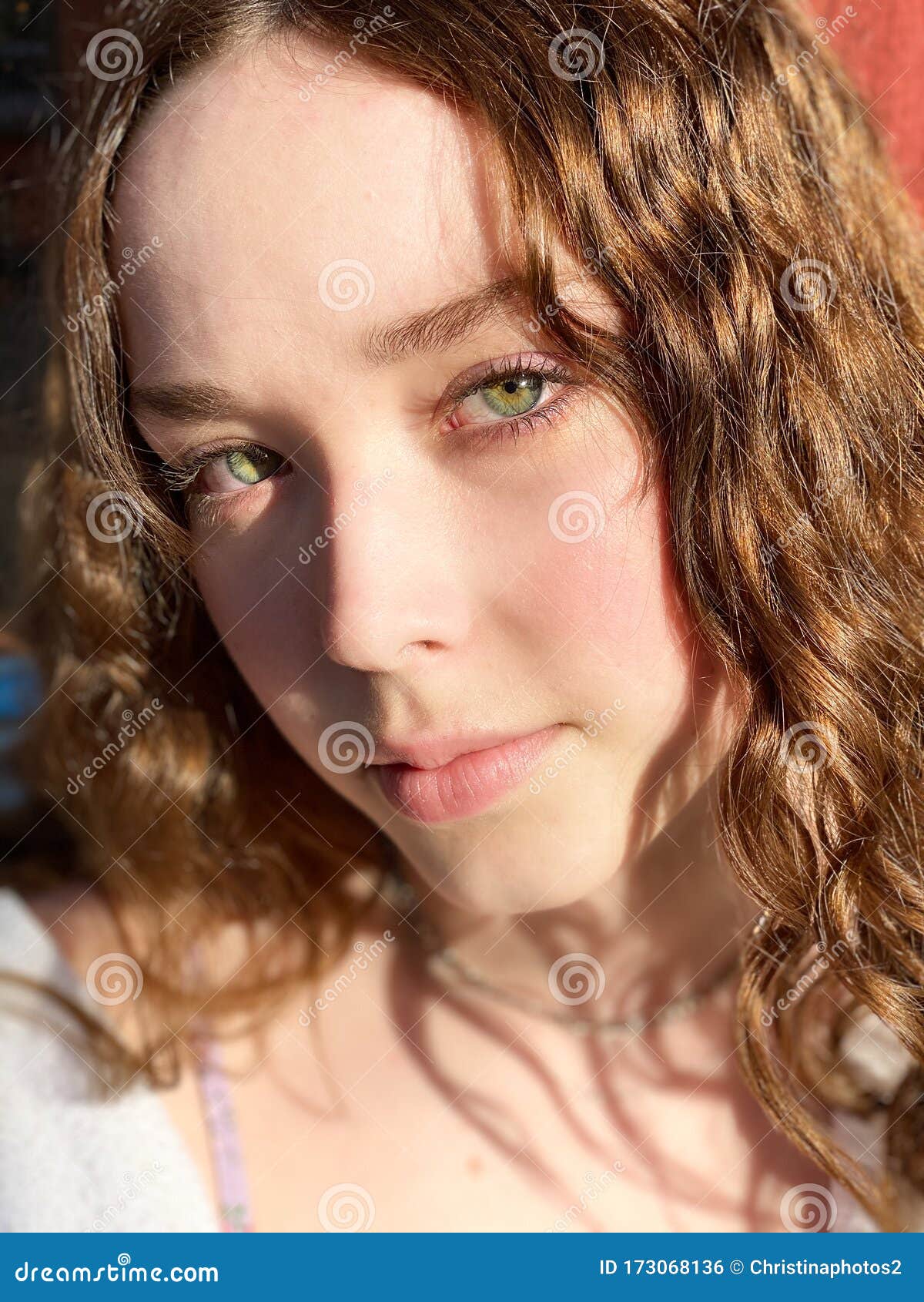 Sunlit Green Eyed Model stock photo. Image of pose, caucasian - 173068136