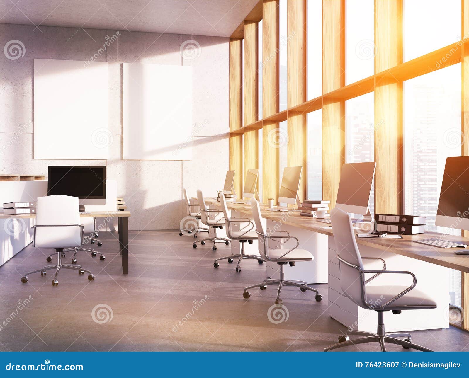 Sunlit Studio Stock Image Image Of Desk Render Empty 76423607