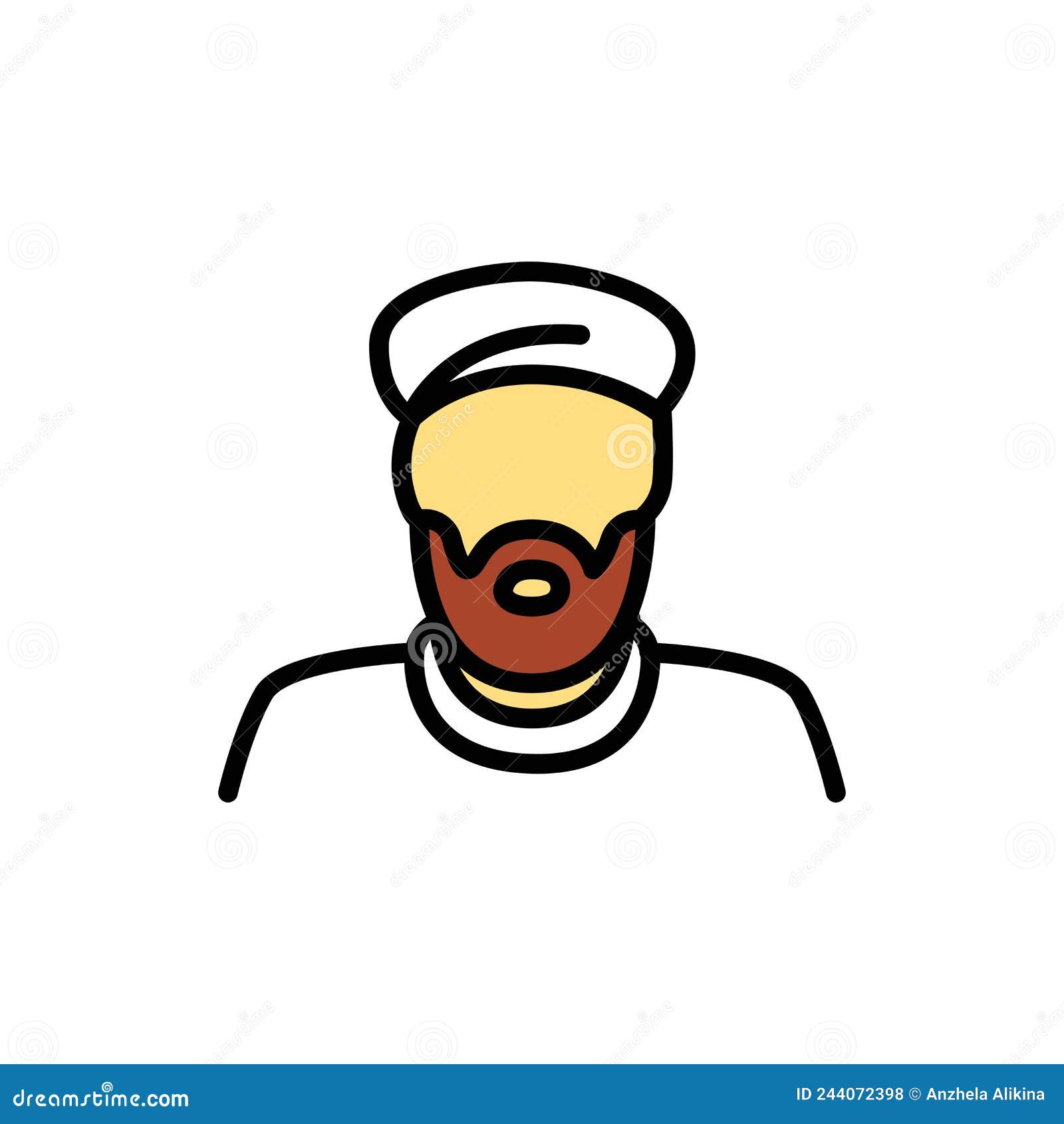 sunni muslim man line color icon.   .