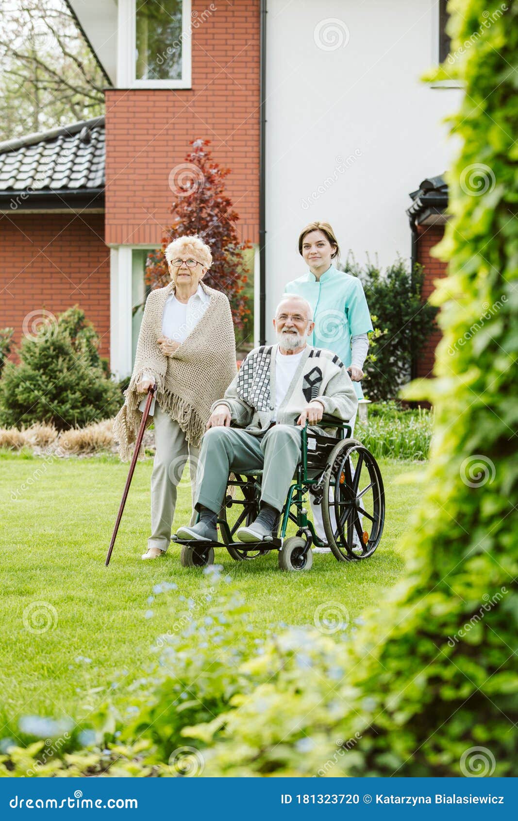 Sunny in the Garden of Nursing Home for Elderly Stock Photo Image of