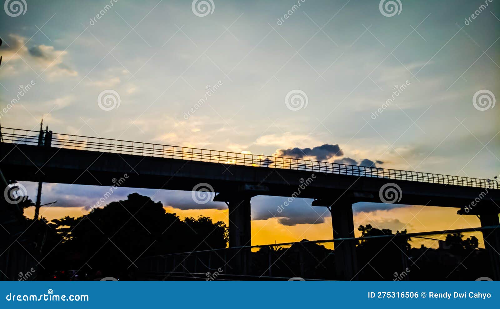 Sunny Afternoon and the Silhouette of the Flyover Stock Photo - Image ...