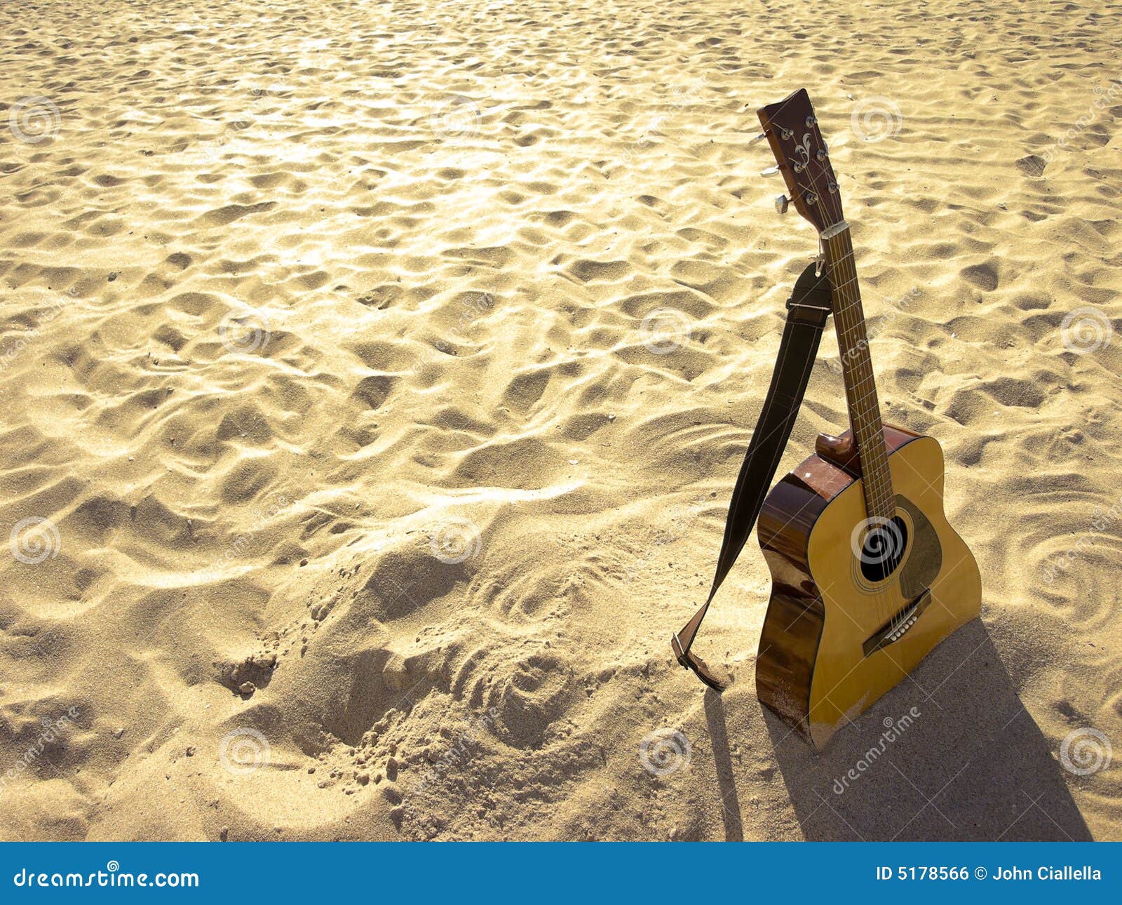Sunny Beach Acoustic Guitar Stock Photo Image 5178566