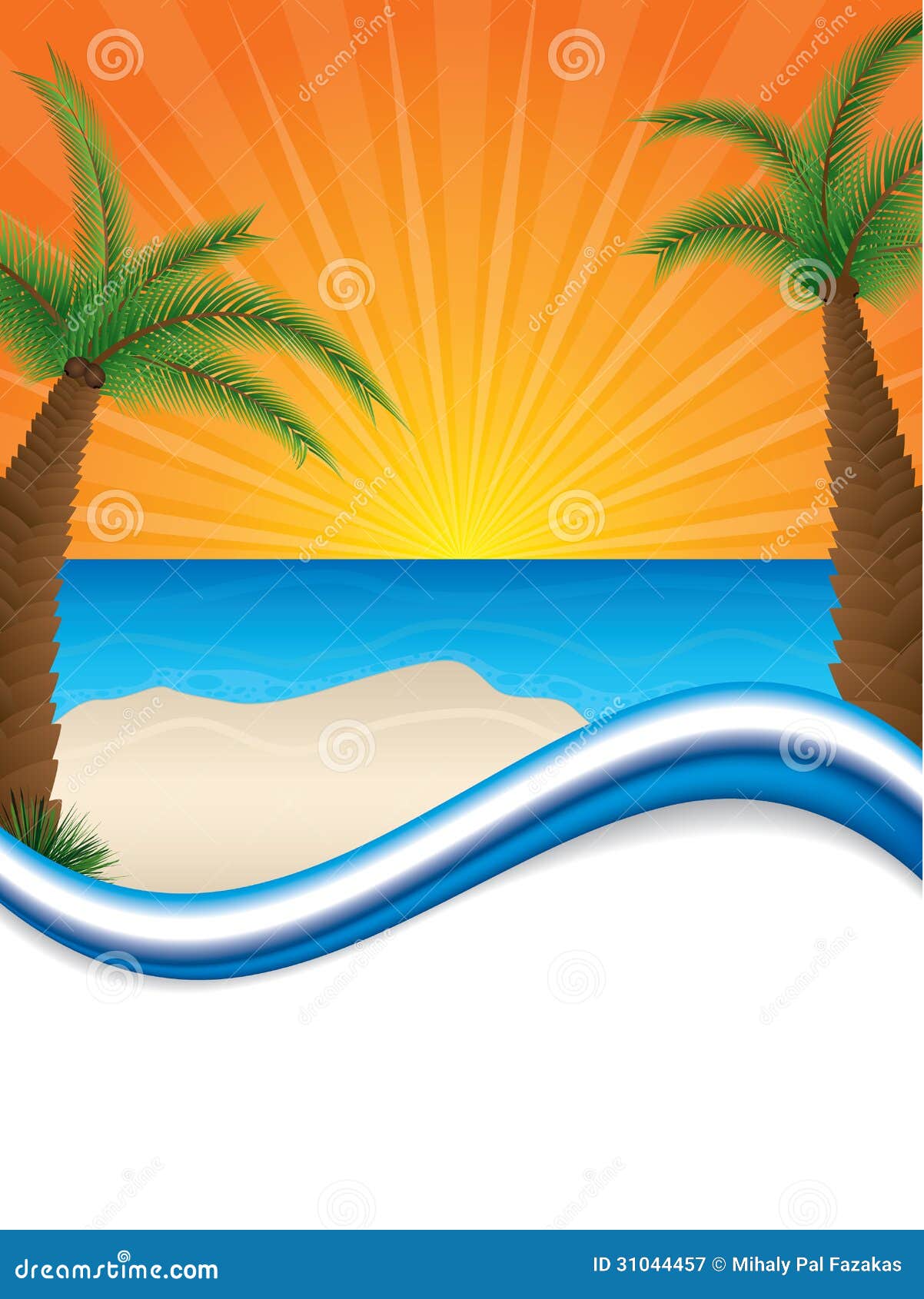 Sunny Beach Brochure Design Stock Vector Illustration of flyer, blue 31044457