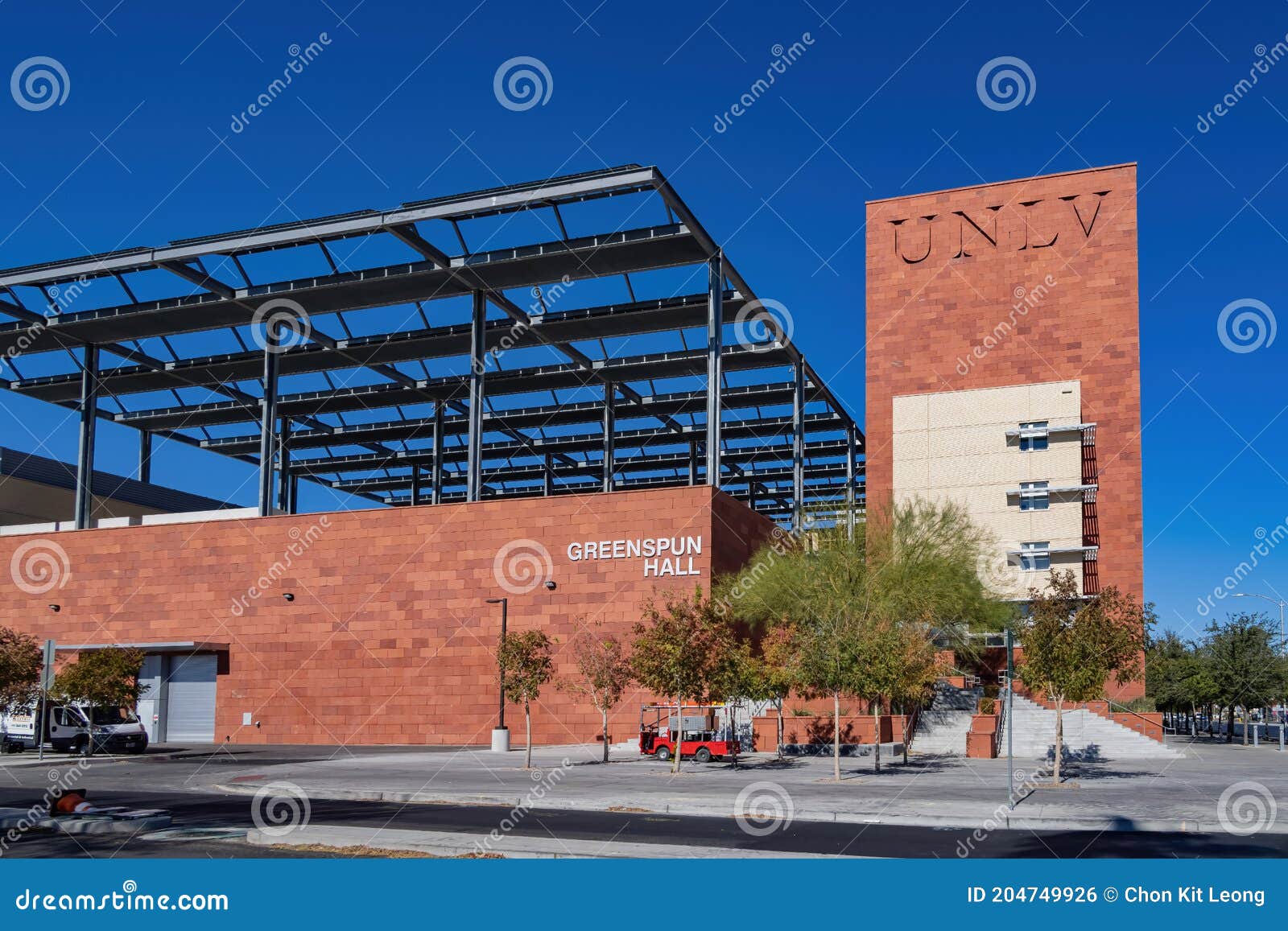 Sunny Exterior View of the Greenspun Hall of UNLV Editorial Photo