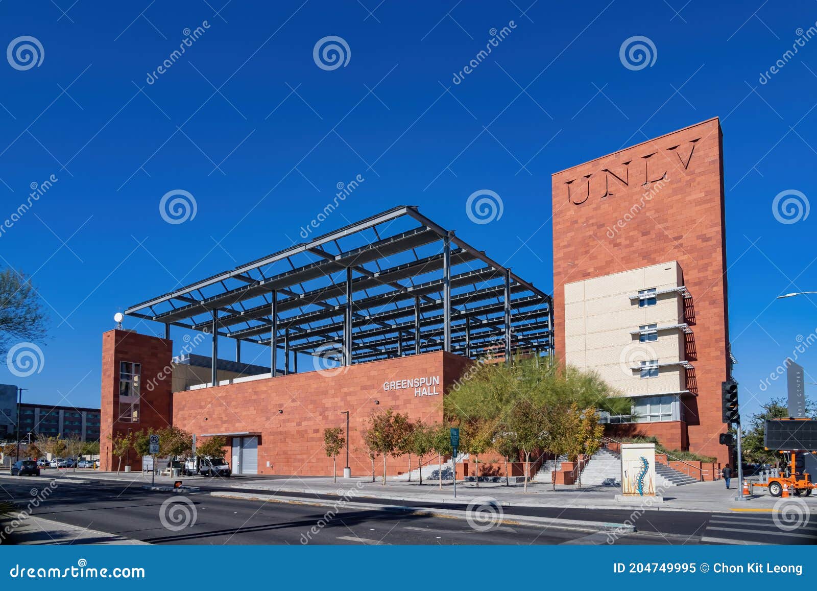 Sunny Exterior View of the Greenspun Hall of UNLV Editorial Image
