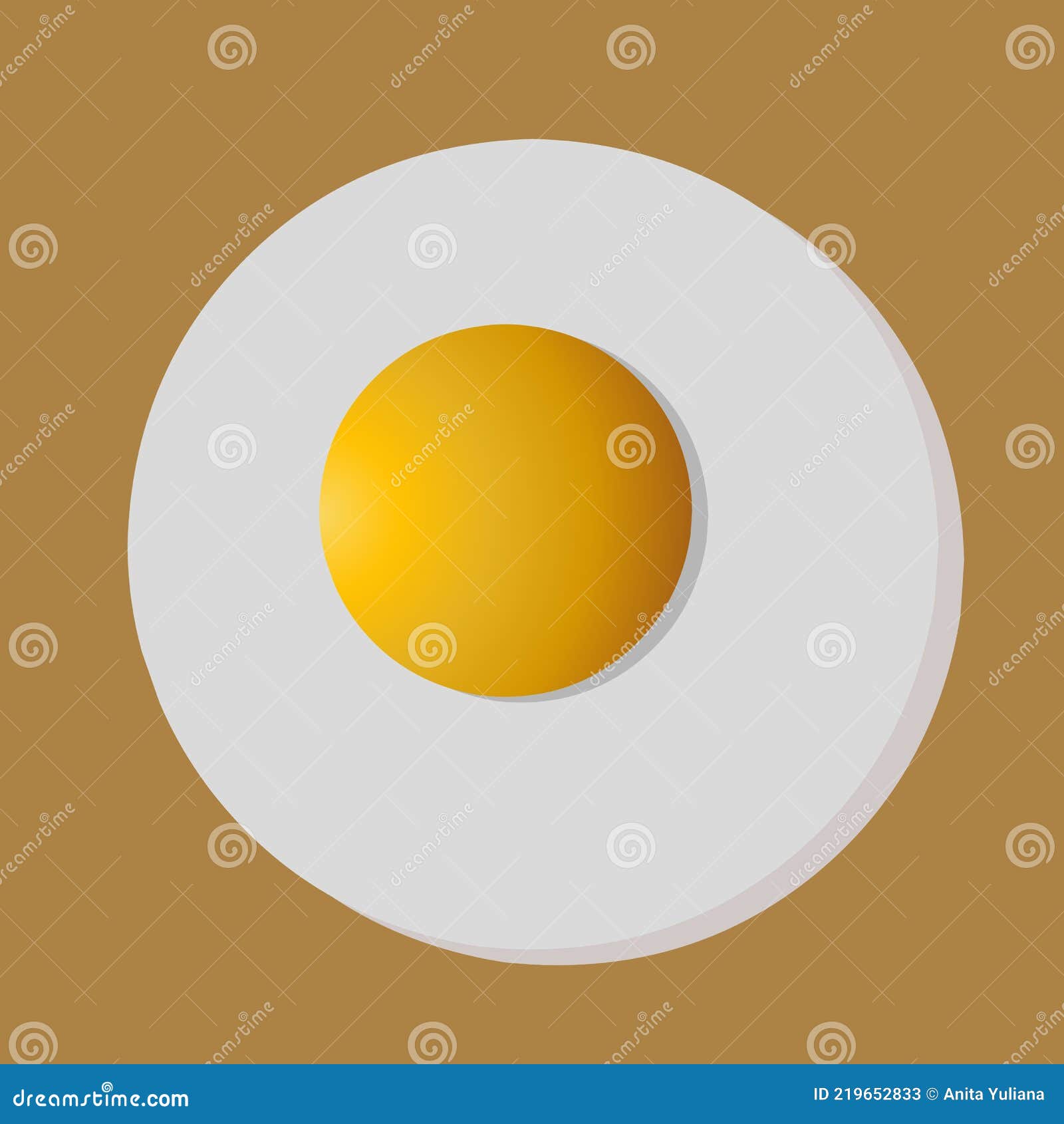 Sunny Side Egg , Top View. Isolated.Cartoon Illustration Stock