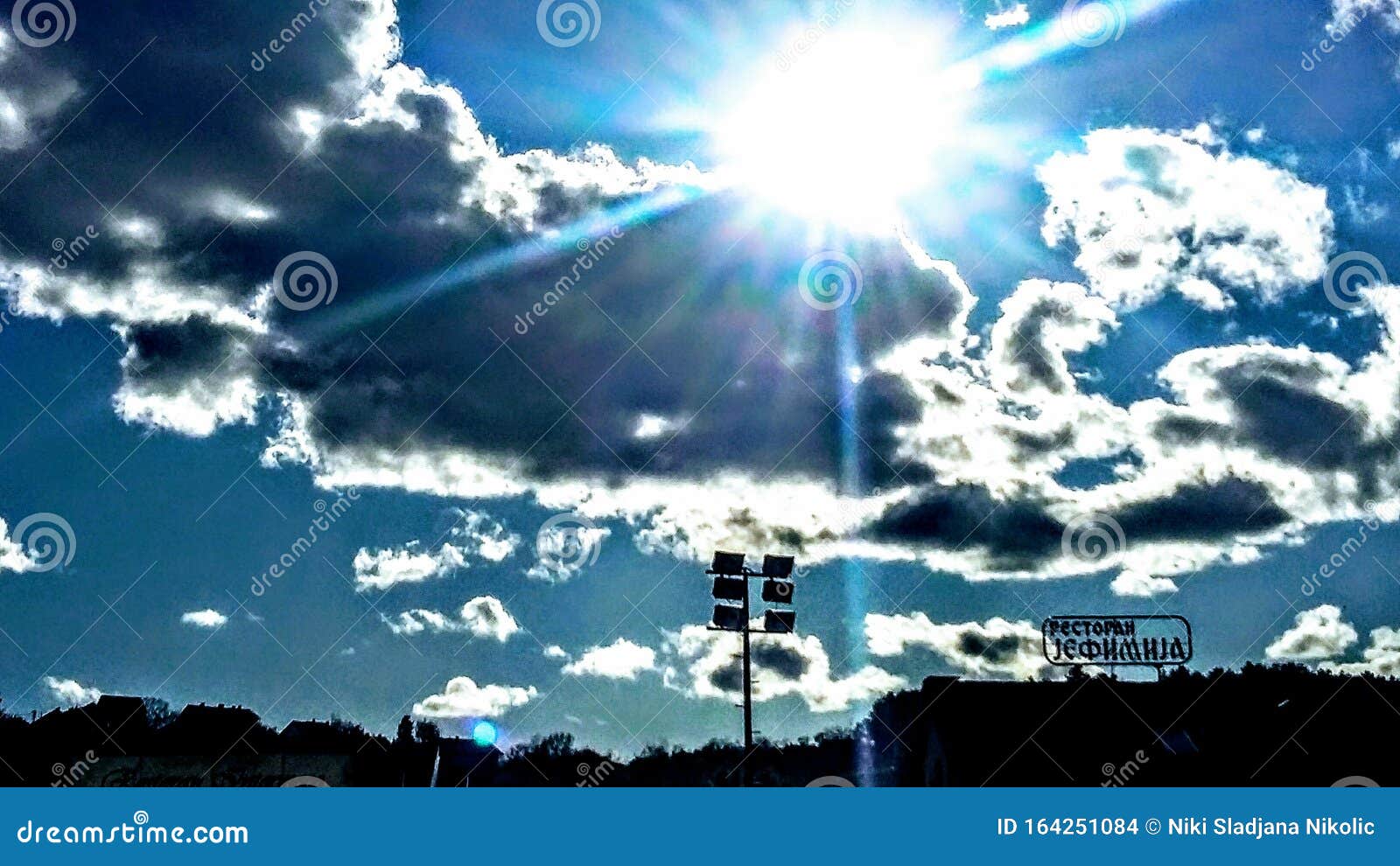 Sunny side stock photo. Image of city, sunny, blue, street - 164251084