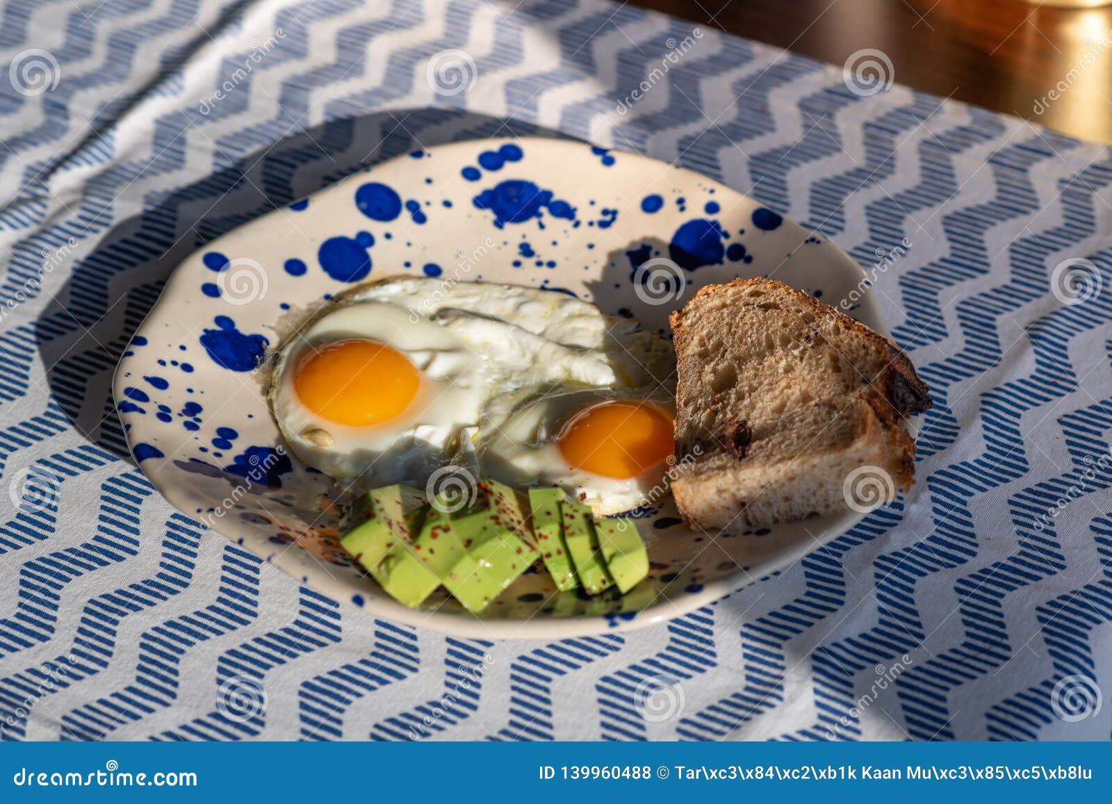 Sunny Side Up Eggs with Sliced Avocado Stock Photo Image of morning
