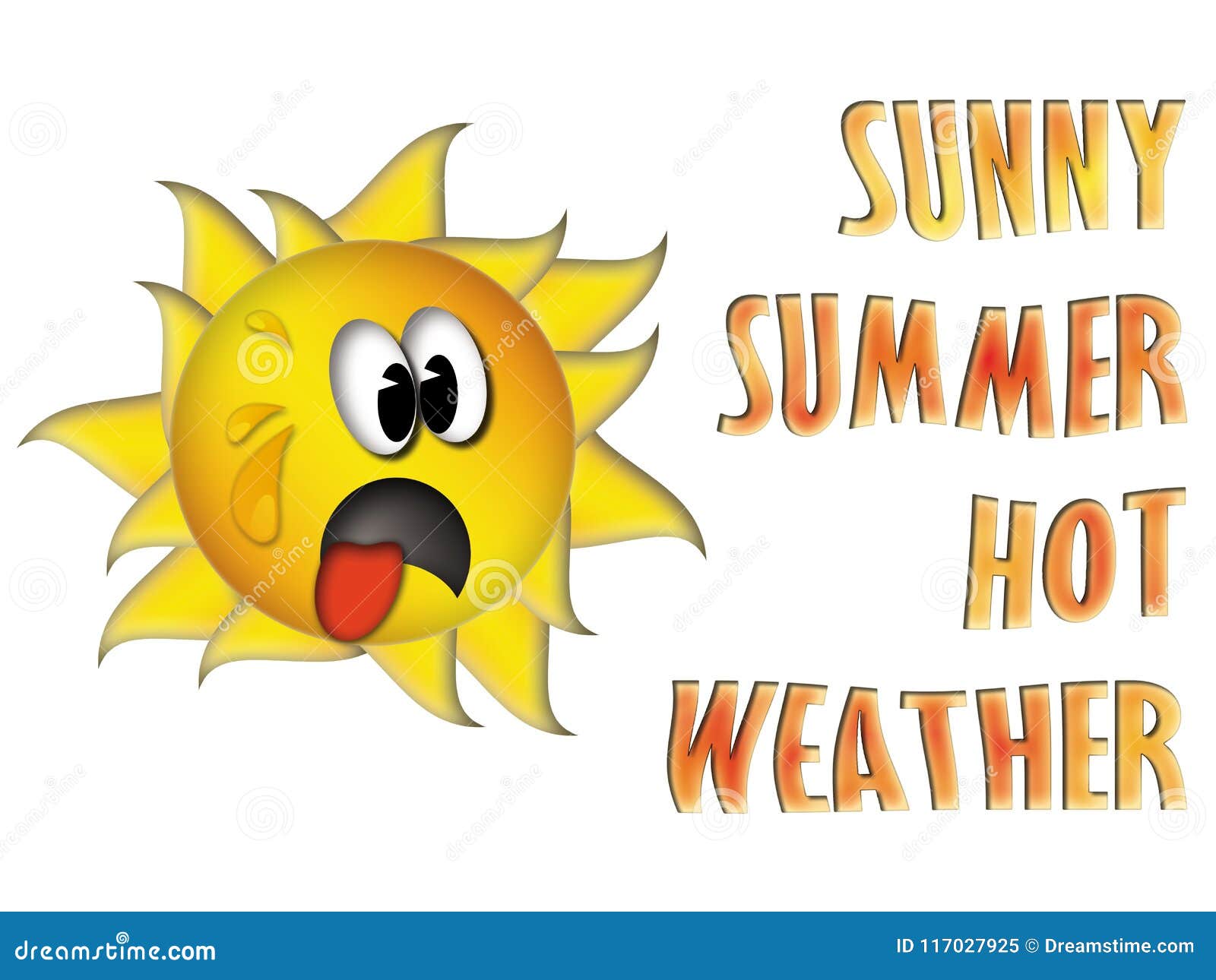 Sunny Summer Hot Weather with Funny Sun Stock Vector - Illustration of  shining, sweats: 117027925