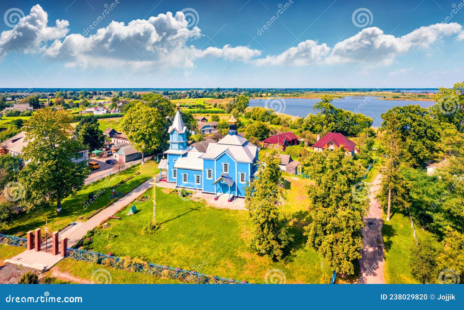 sunny summer view from flying drone of svyato-symeonivsÃÂ¹ka church,