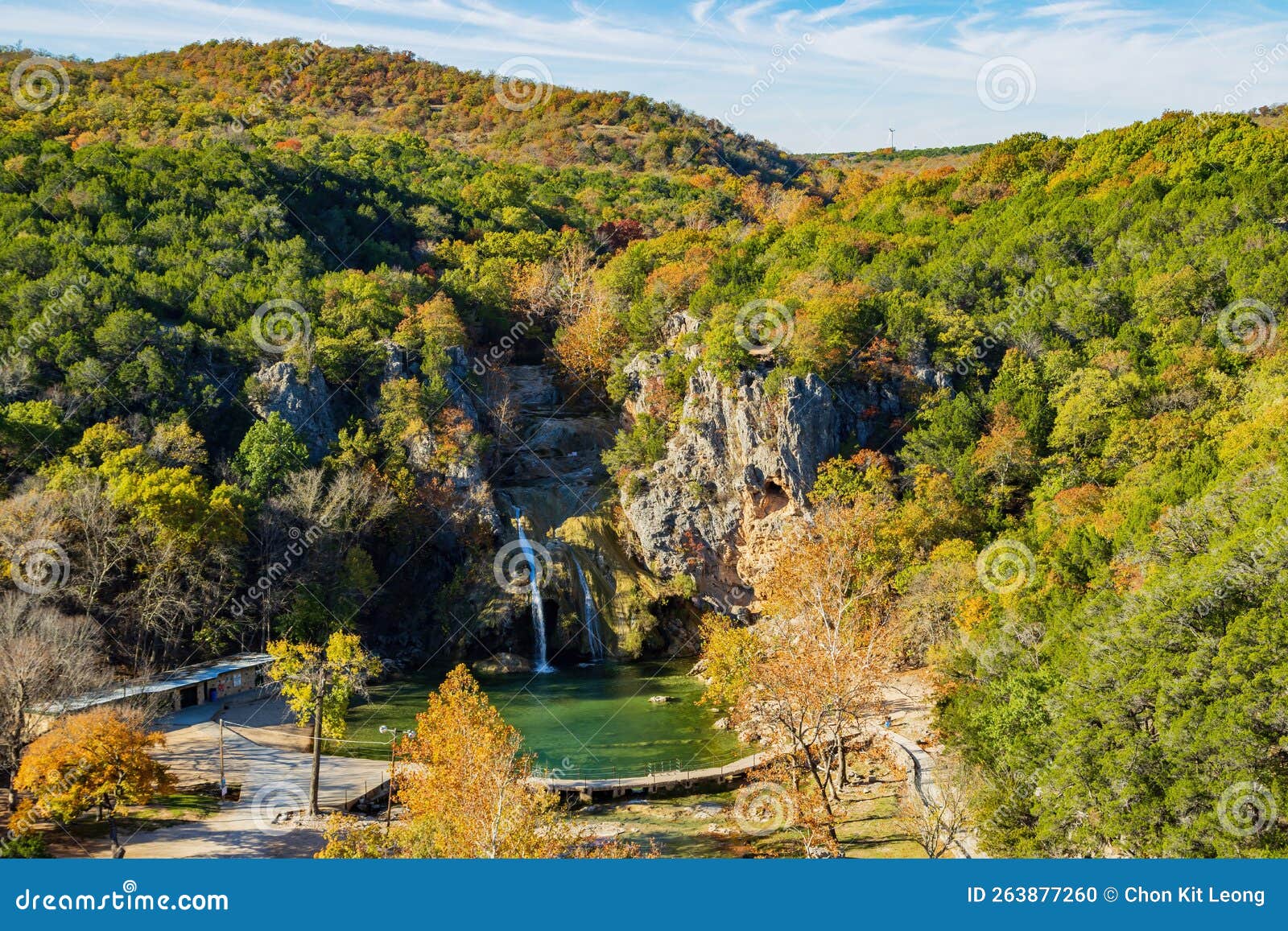 Sunny View of the Fall Color of Turner Falls Stock Photo Image of
