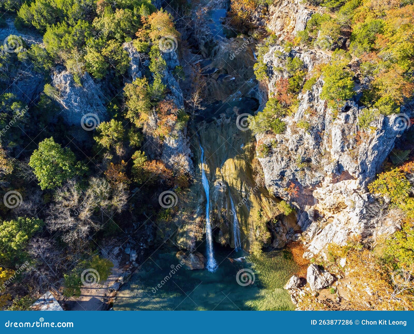Sunny View of the Fall Color of Turner Falls Stock Photo Image of pond, turner 263877286
