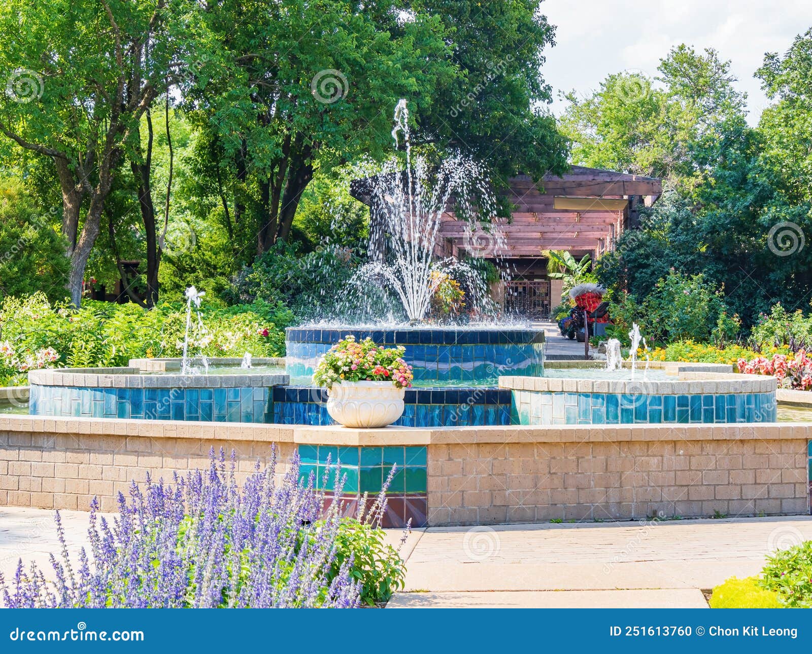 sunny view of the landscape in botanica, the wichita gardens