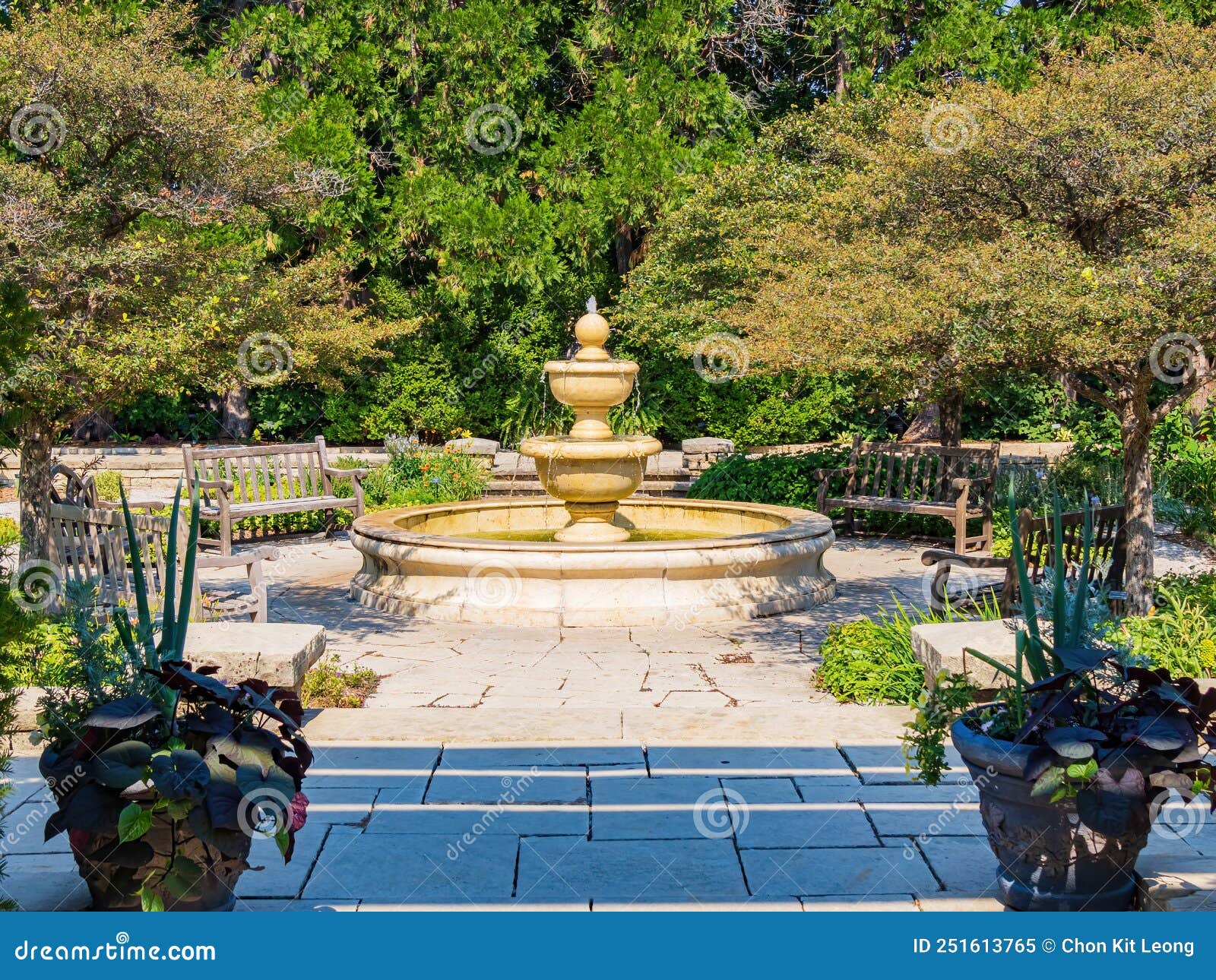 sunny view of the landscape in botanica, the wichita gardens