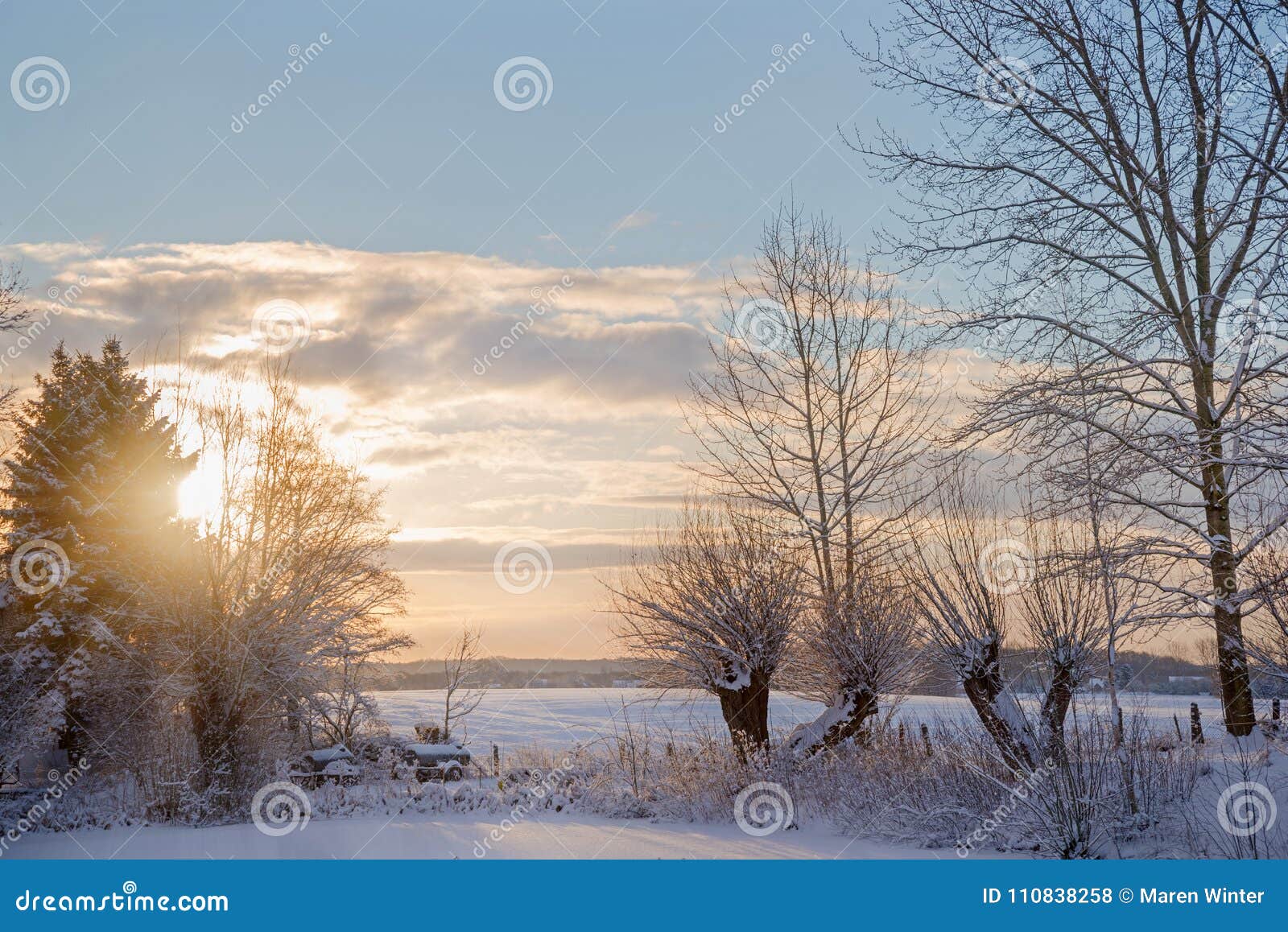 Download Sunrise A Beautiful Winter Morning In The Countryside Rural Stock Image
