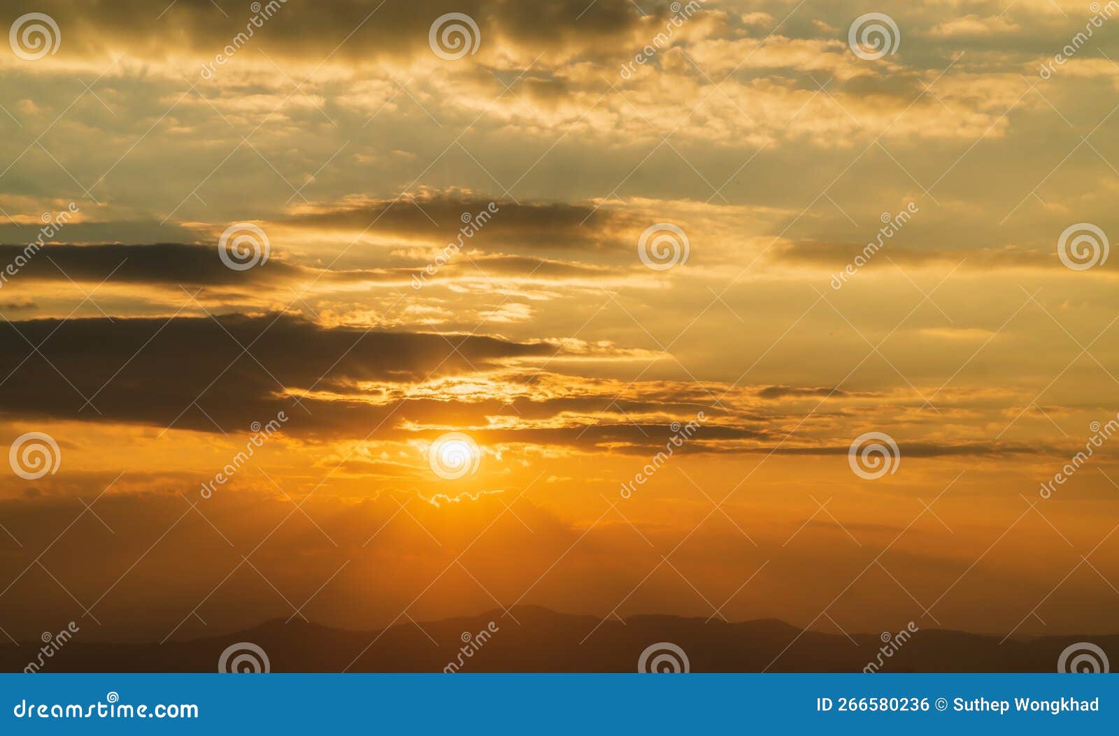 Sunrise with Clouds for Background, Light Rays and Other Atmospheric