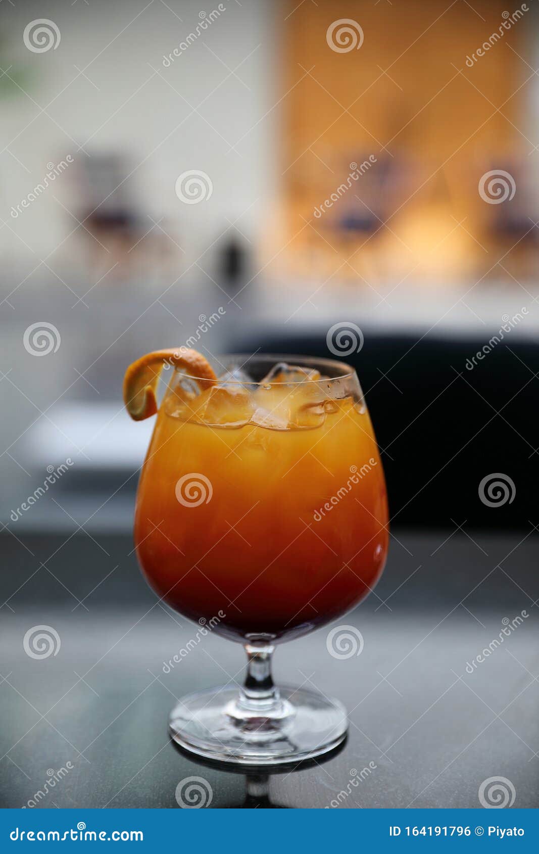 Sunrise Cocktail Orange Pineapple Juice in Restaurant Stock Photo Image of citrus, isolated