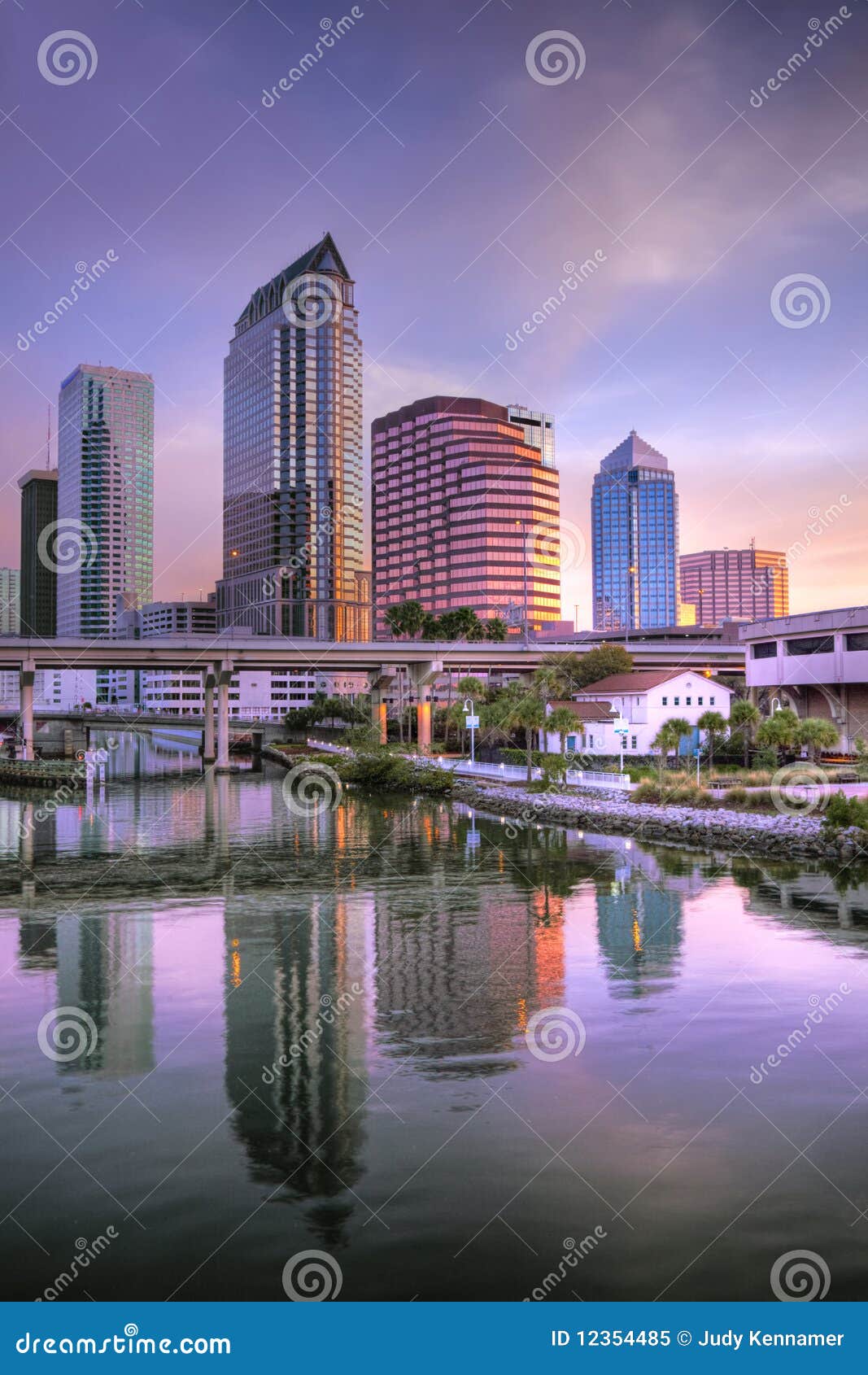 Sunrise downtown Tampa stock image. Image of america 12354485