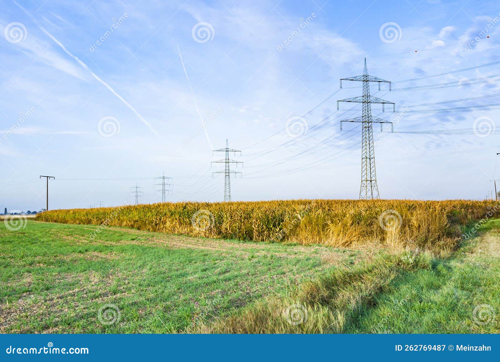 Sunrise with Field and Electric Pylon Stock Image Image of harvest