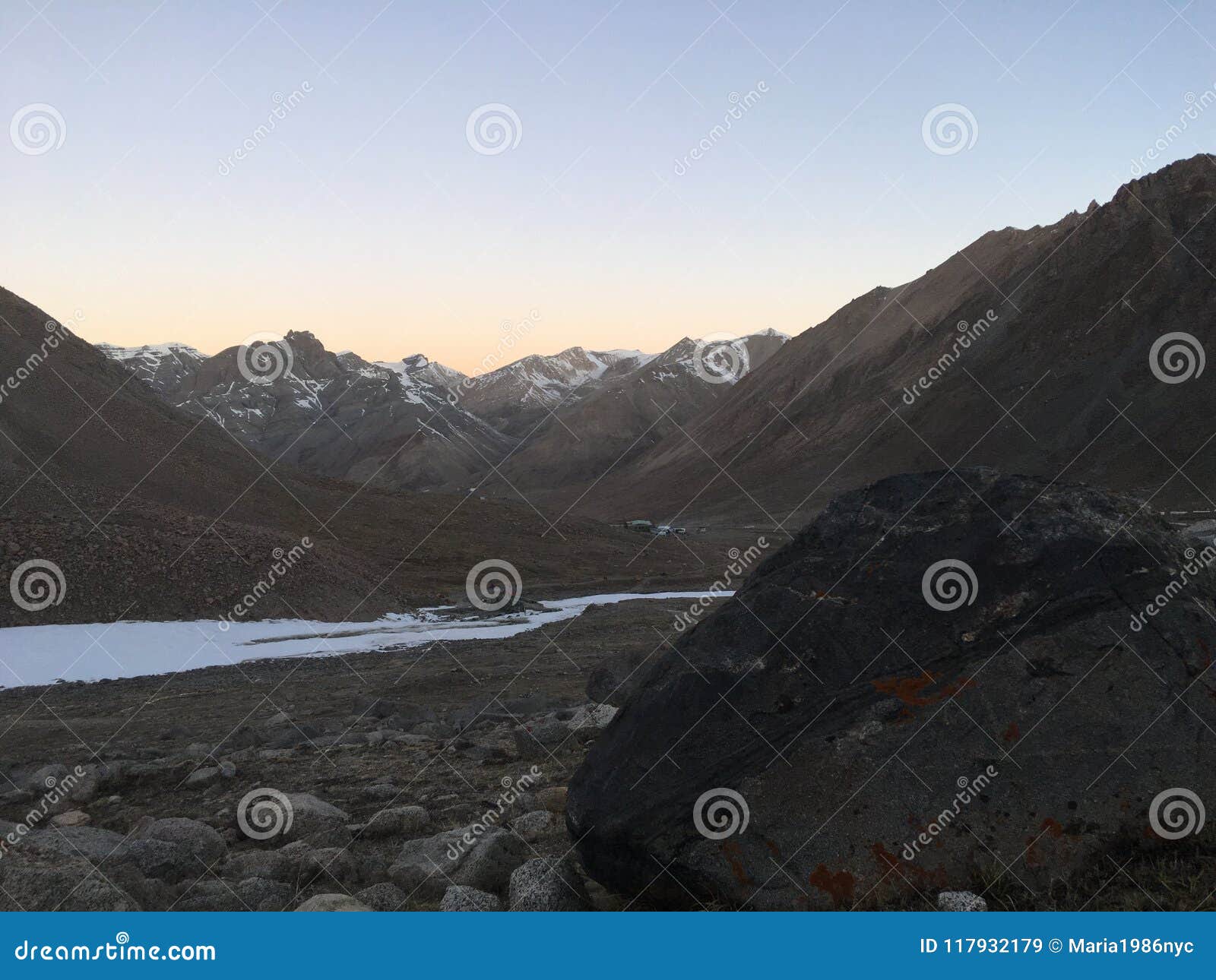 sunrise in hamalayan mountains during kora around mount kailash in tibet, china.