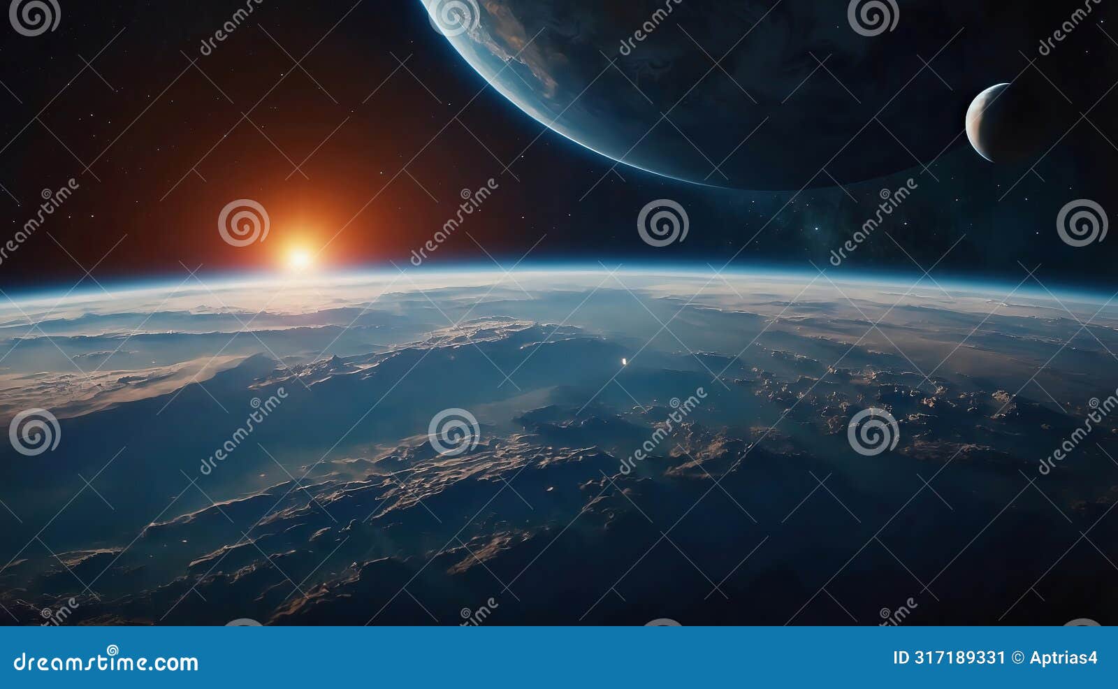 sunrise horizon view from space showcasing planet atmosphere and