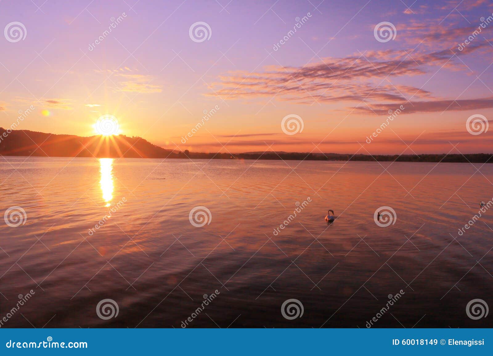 sunrise by a lake inspiring relax and quietness