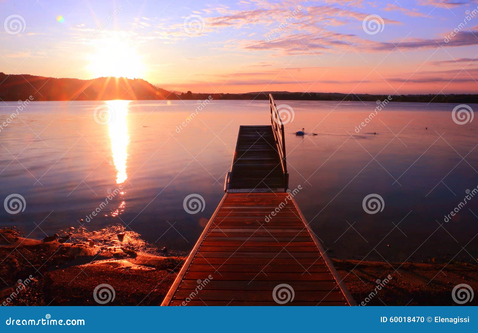 sunrise by a lake inspiring relax and quietness