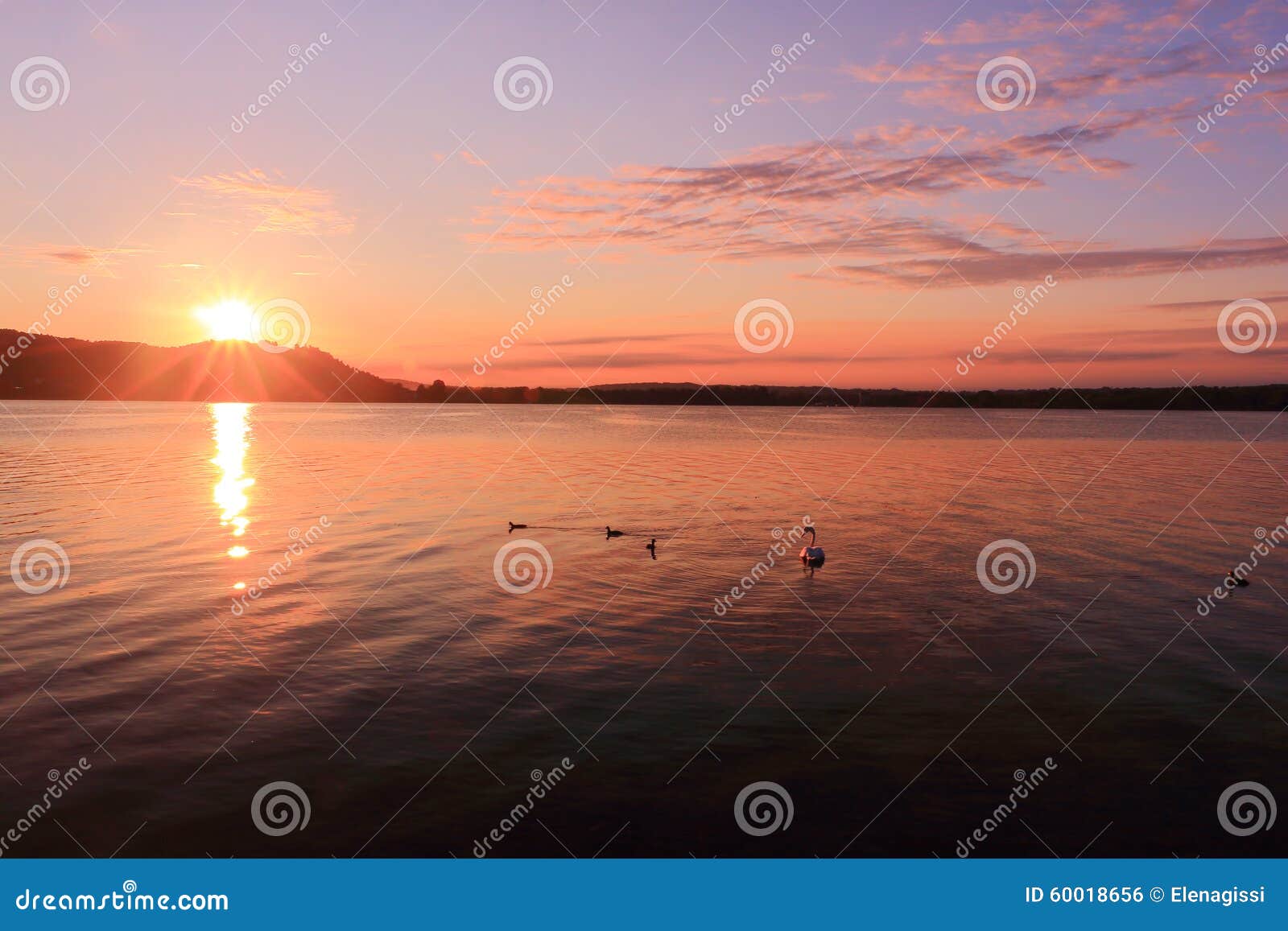 sunrise by a lake inspiring relax and quietness