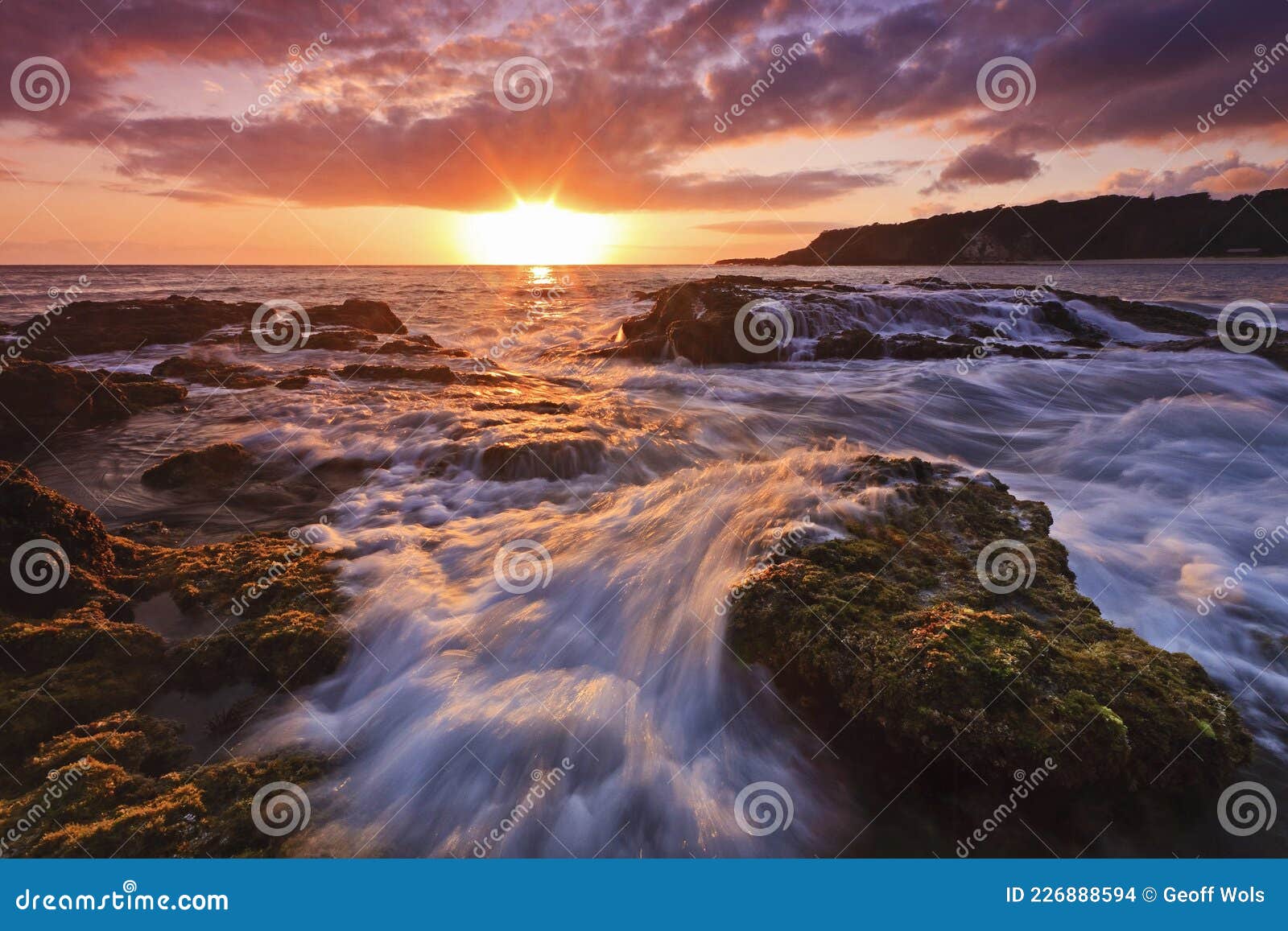 Low Tide Sunrise at Neds Beach on Lord Howe Island in Australia Stock