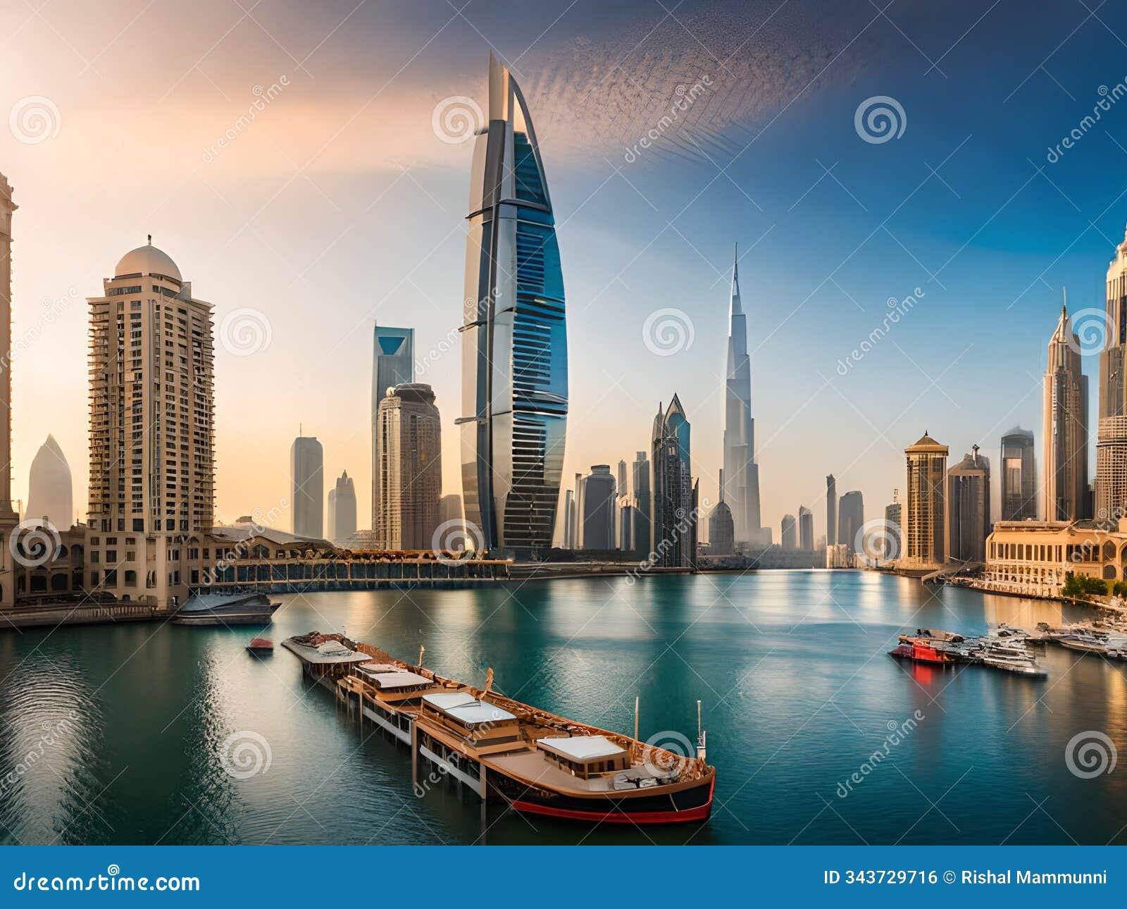 sunrise over dubai skyline