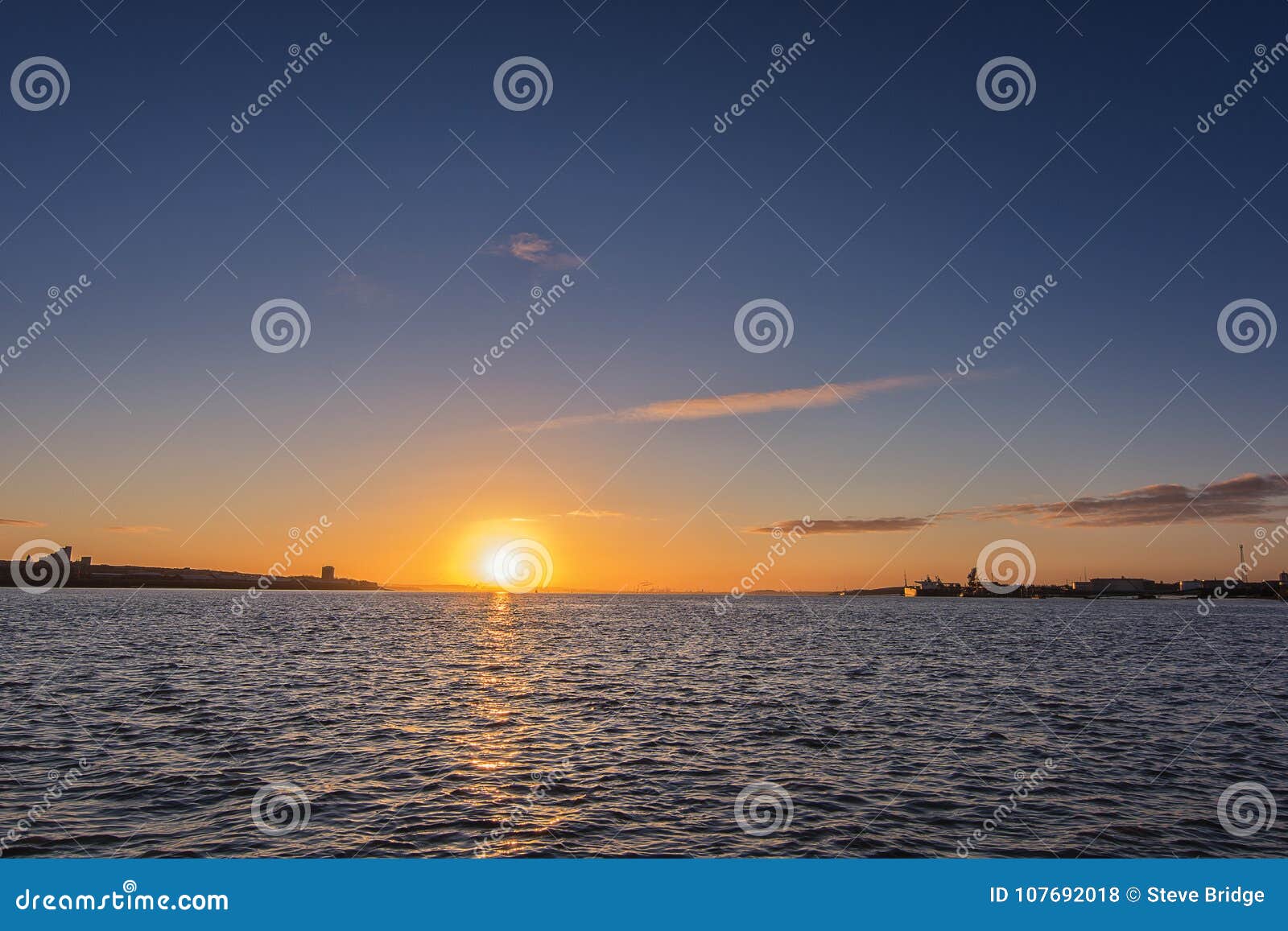 Sunrise Over Liverpool River Mersey Stock Photo - Image of seaside ...