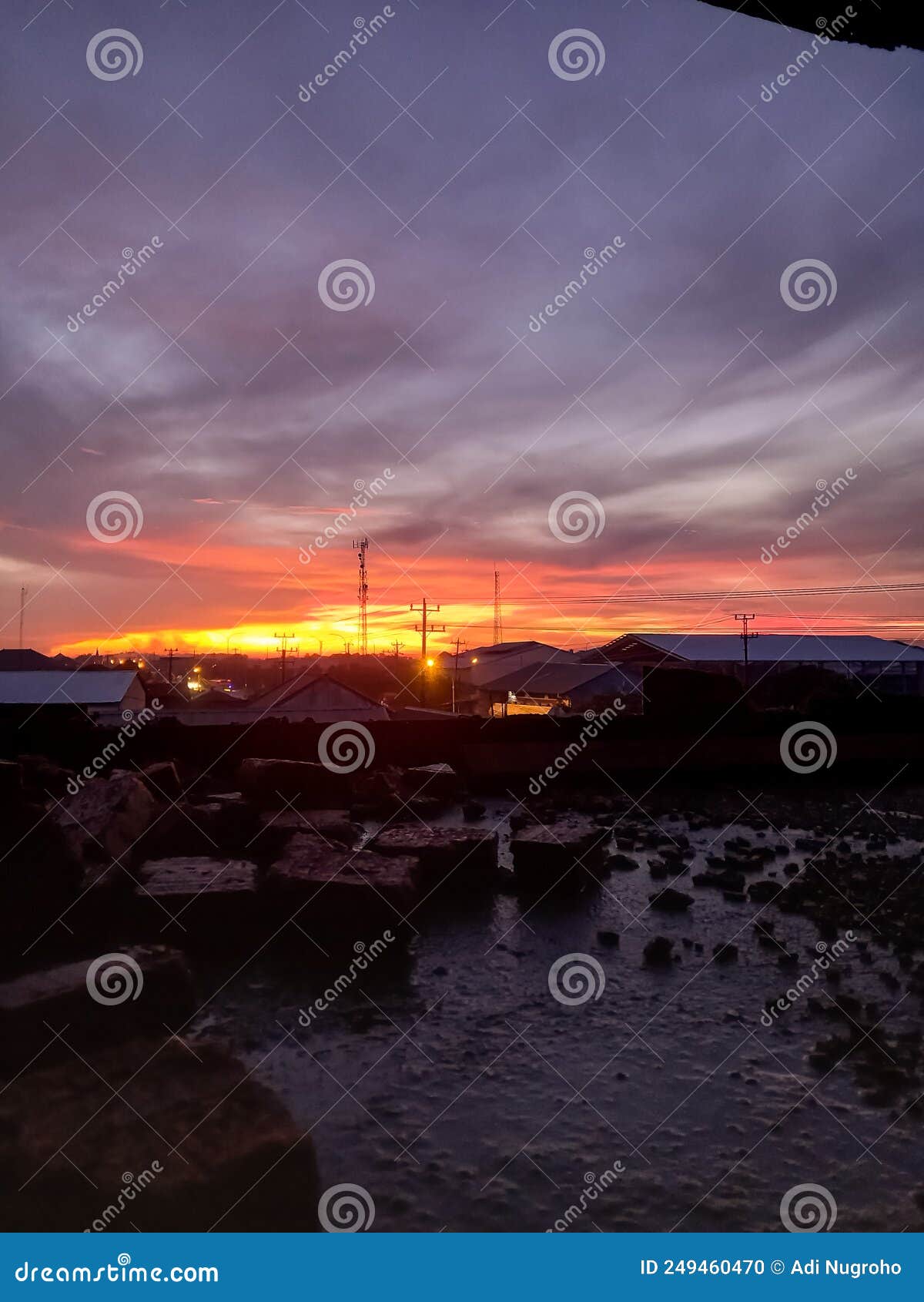 Sunrise after Rain, View at Rooftop Stock Photo Image of afterglow