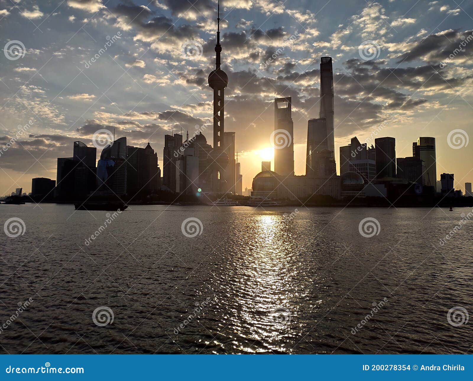 Sunrise between Shanghai Towers Editorial Stock Image Image of