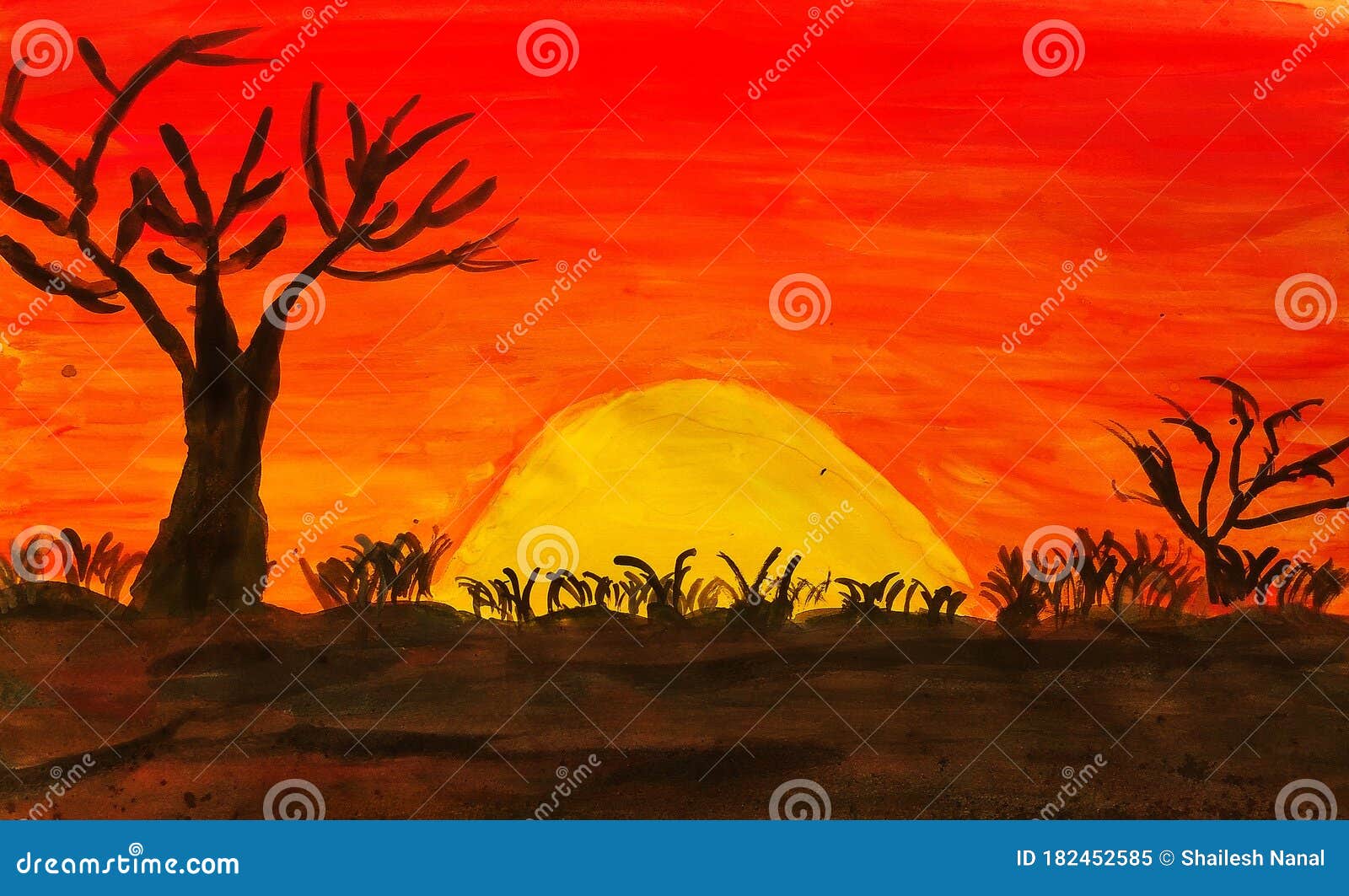 The Sunrise Sketch Stock Illustration Illustration Of Orange